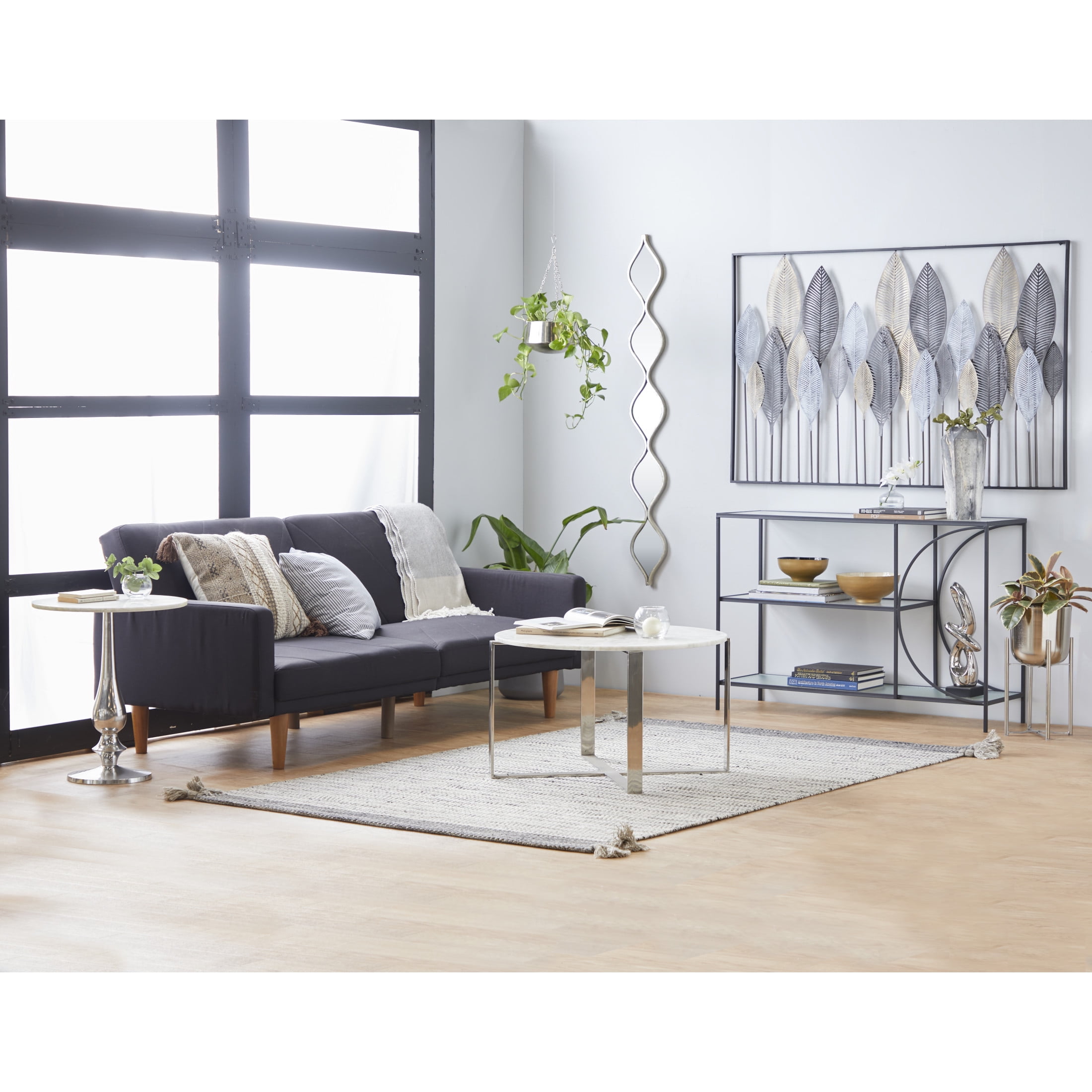 DecMode Contemporary Metal Beveled Oval Shape Wall Mirror with Silver Foil Finish, 7"W x 58"H - Image 6