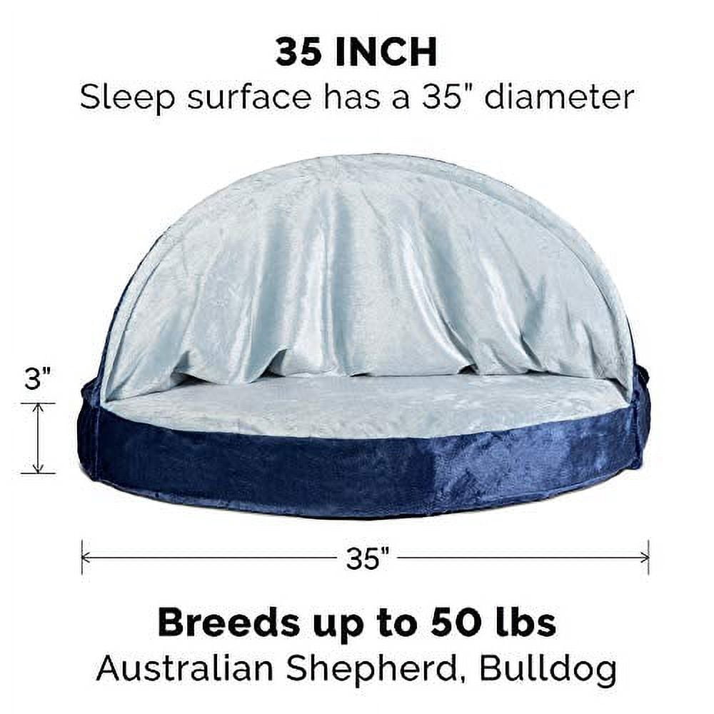 FurHaven Pet Products Microvelvet Snuggery Cooling Gel Memory Foam Pet Bed for Dogs & Cats - Navy, 35" Base - Image 6
