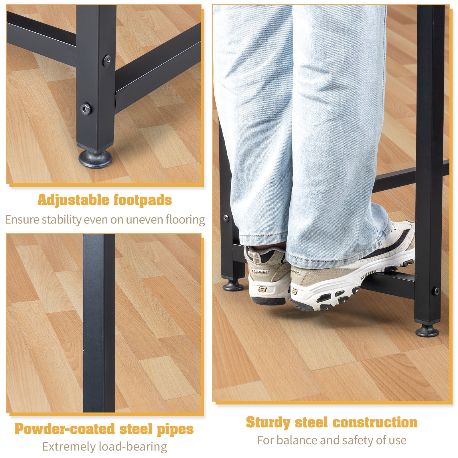 Ktaxon L-Shaped Computer Desk with USB Charging Station, Corner Desk Laptop Study Table Desk for Home Office, Black - Image 5