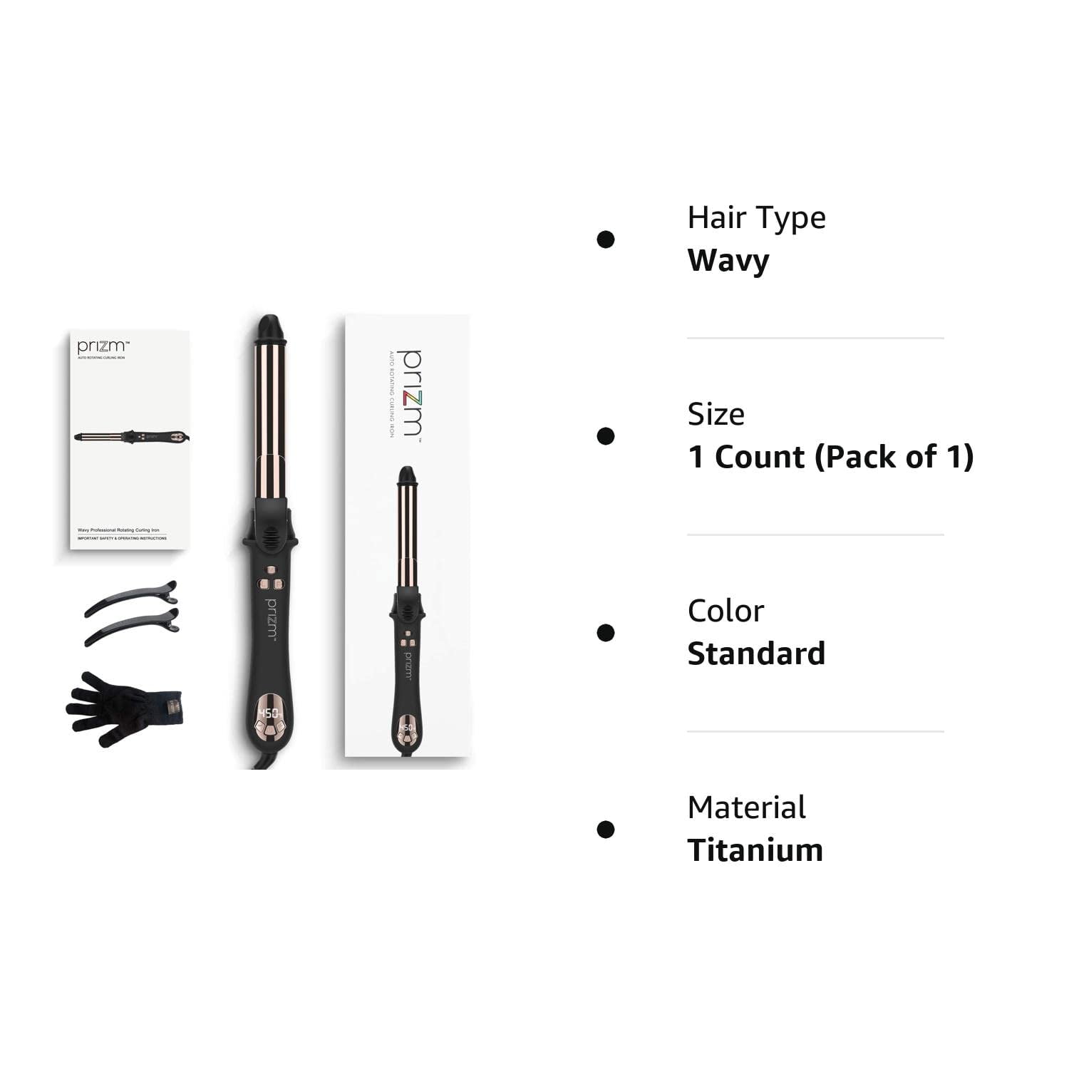Prizm Curling Iron, Automatic Rotating 1 inch Hair Curler, Dual Voltage, 11 Adjustable Temperatures for Hair Styling, Durable Titanium Alloy for Smooth, Frizz-Free Curls - Image 5