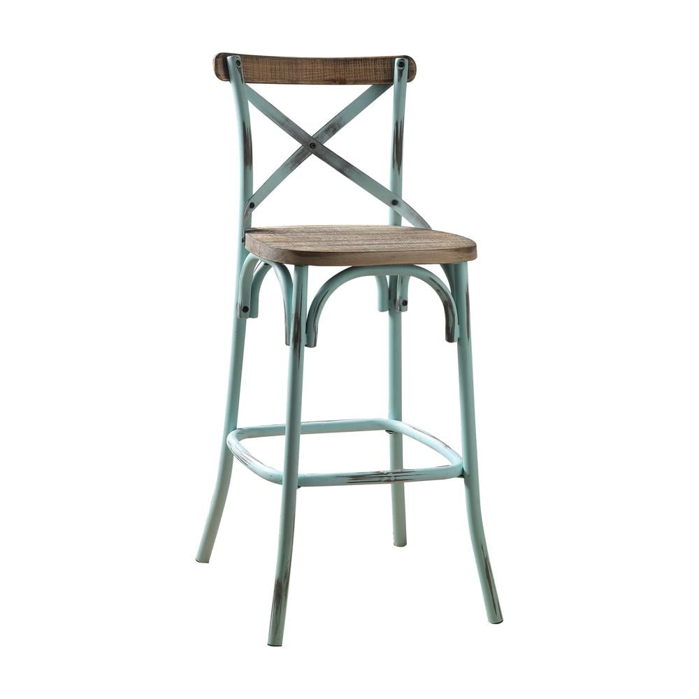Acme Furniture Zaire Bar Chair in Antique Turquoise and Antique Oak Indoor - Image 2