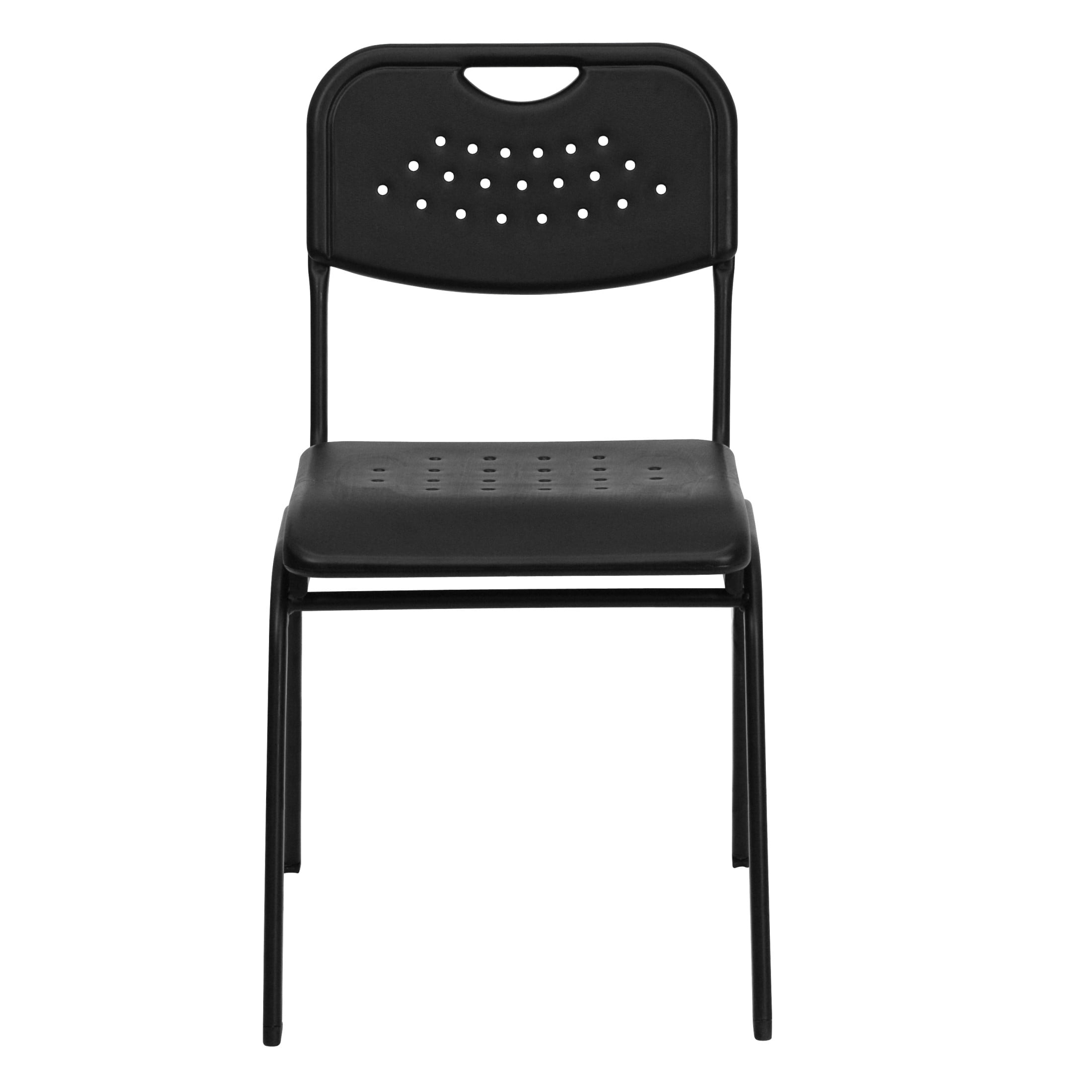 Flash Furniture 5 Pack HERCULES Series 880 lb. Capacity Black Plastic Stack Chair with Open Back and Black Frame - Image 10