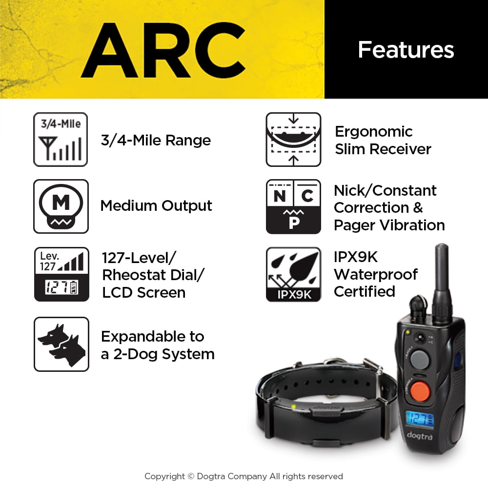 Dogtra ARC Remote Dog Training Collar Ergonomic Waterproof Rechargeable 3/4-Mile Range - Image 4