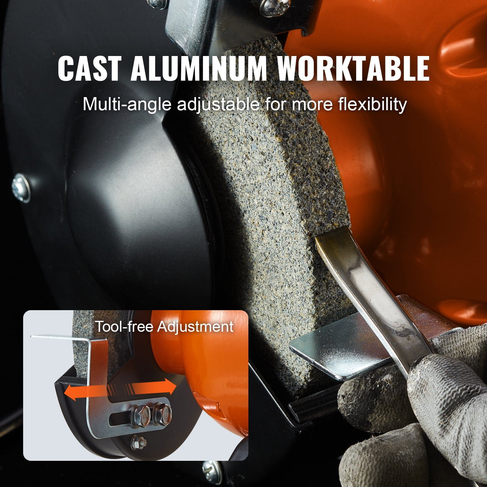 VEVOR Bench Grinder, 6 inch Single Speed Bench Grinder with 2.1A Brushless Motor 3550 RPM Table Grinder with 36/80-Grit Grinding Wheels for Grinding, Sharpening Application - Image 7