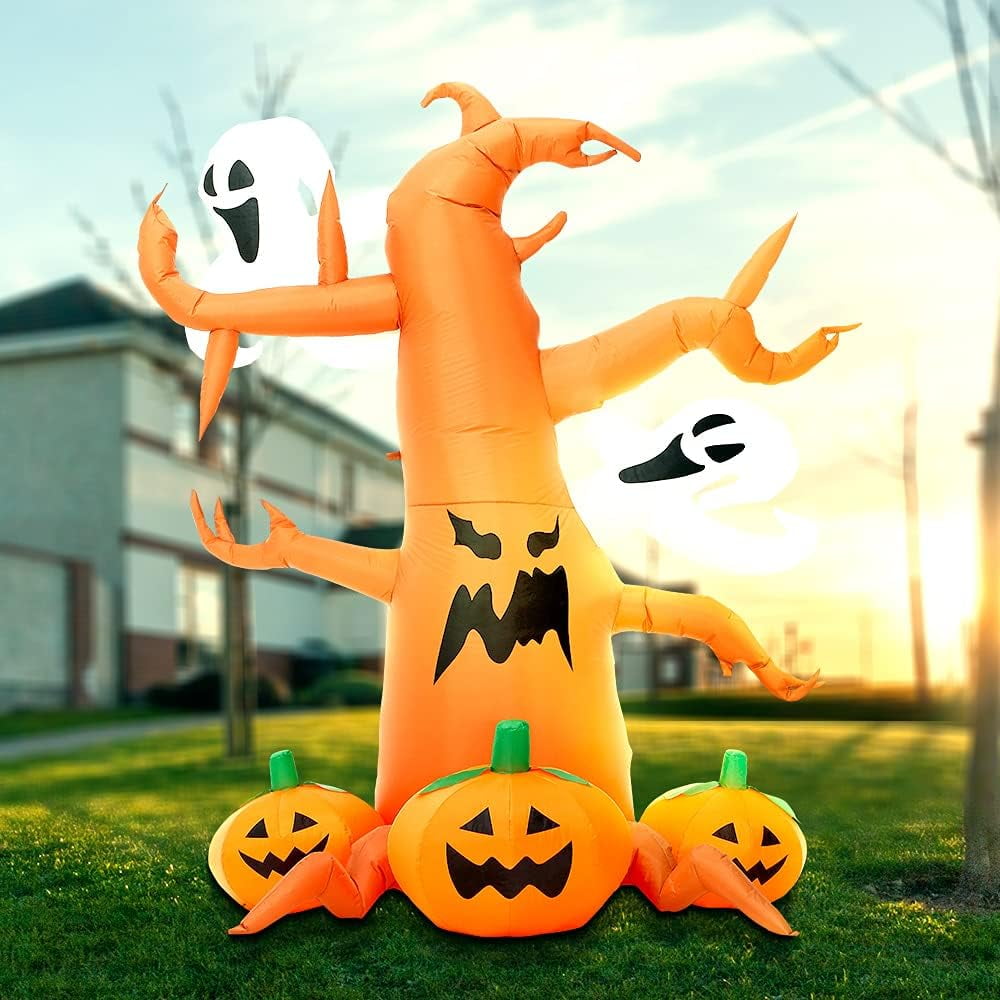 Halloween Inflatable Outdoor Decorations, 8Ft Blow up Spooky Dead Tree Decor Build-in LEDs, Yard Lawn Garden Festivals - Image 4