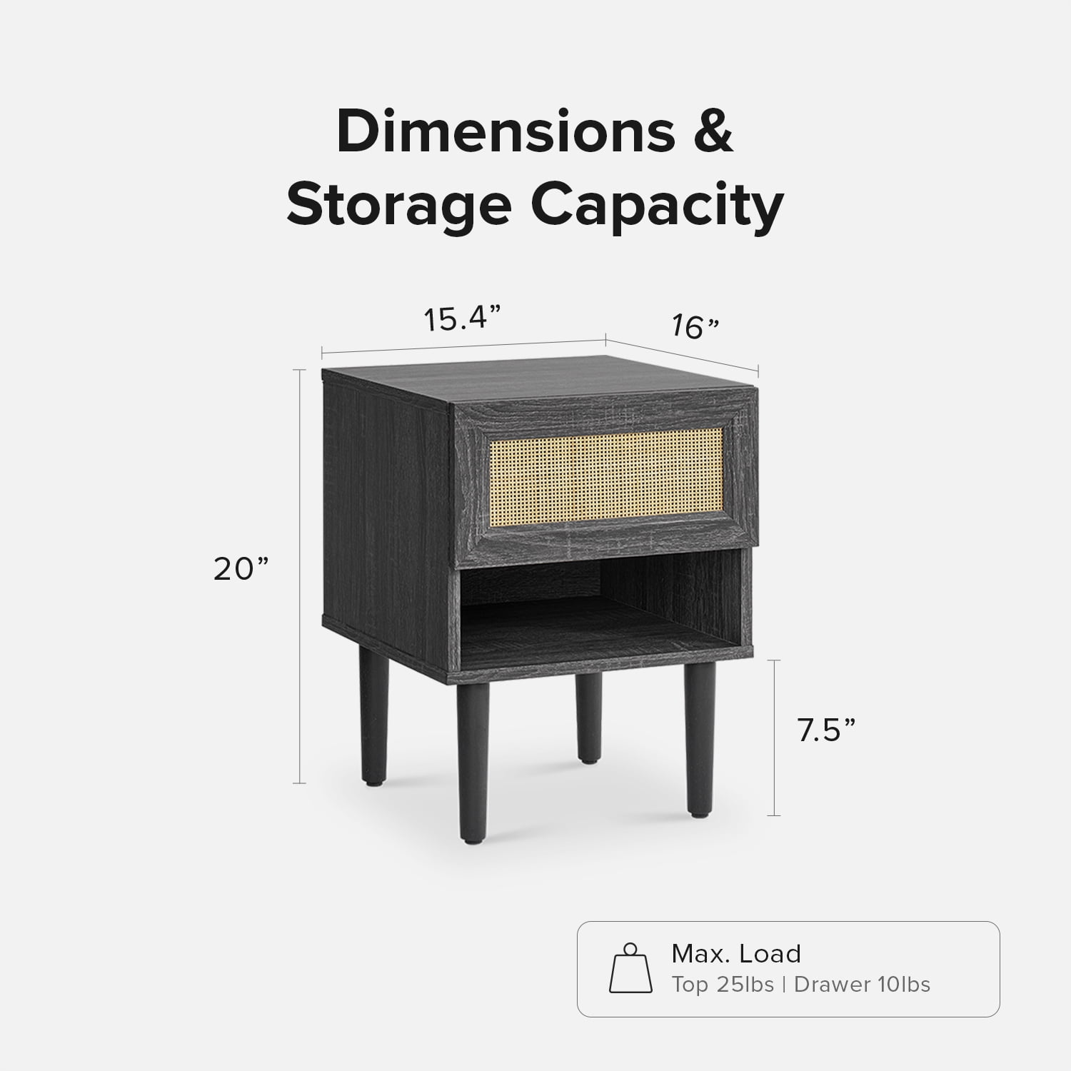 Mopio Haylee Nightstand/Side Table Charcoal Black, End Table for Living Room & Bedroom to Compliment Your Bed or Sofa - Image 4