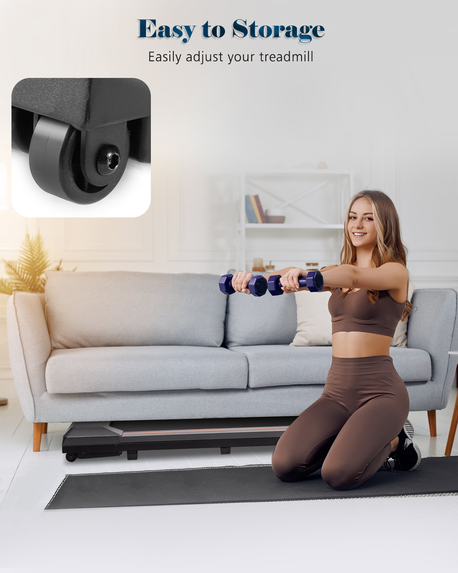 Naipo Treadmill Walking Pad 2.5HP with Large LCD Display Portable Wheels and Max Capacity 265lb for Home Use - Image 3