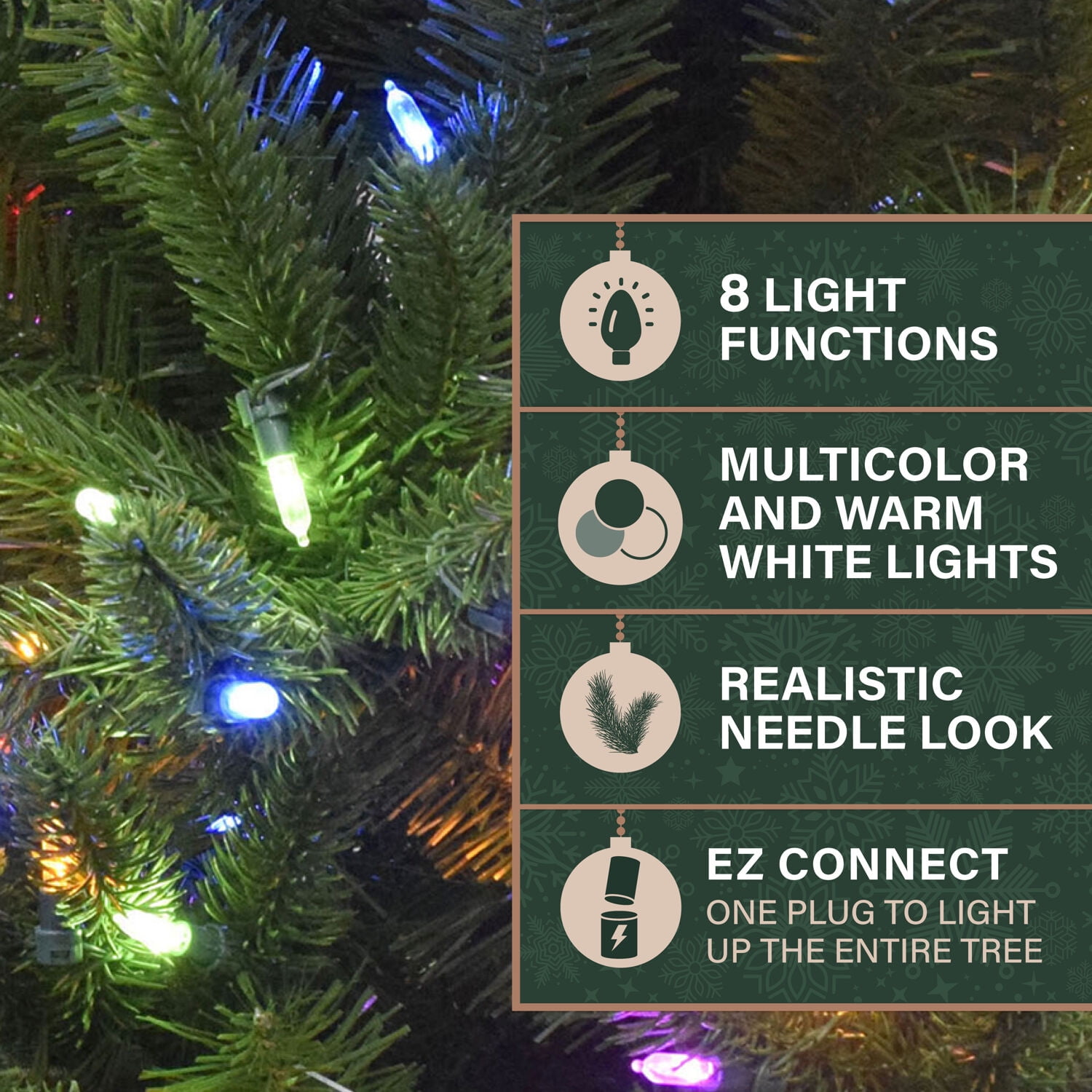 Fraser Hill Farm 9-Ft. Carmel Pine Slim Artificial Christmas Tree with Dual Multicolor & Warm White LED Lights, FFCP090-6GR - Image 2