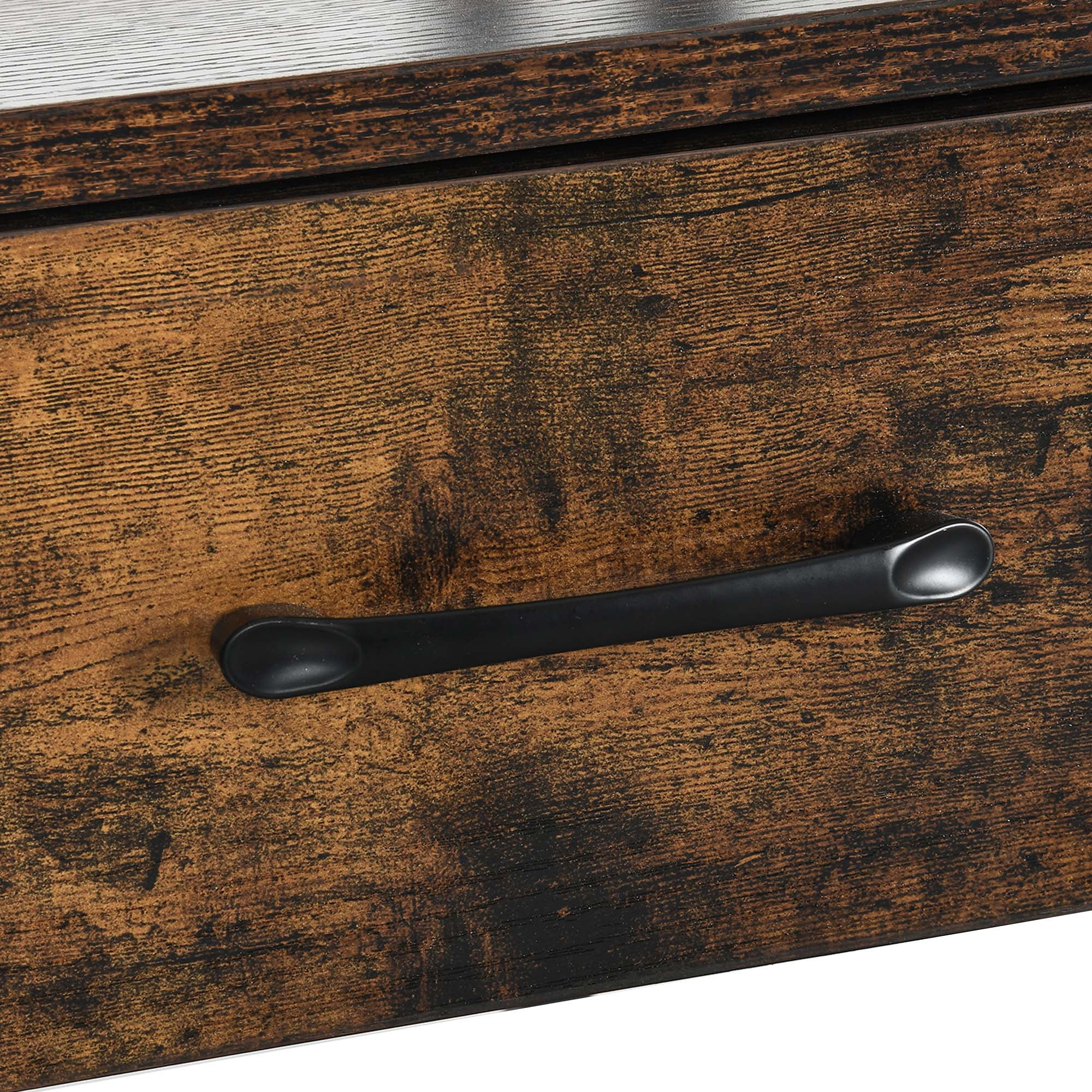 Uforic 59 "Computer Desk with Power Outlets & LED Light, Office Desks with Hutch & Monitor Stand, Gaming Desk Executive Desk with Storage Shelves for Home Office , Brown - Image 6