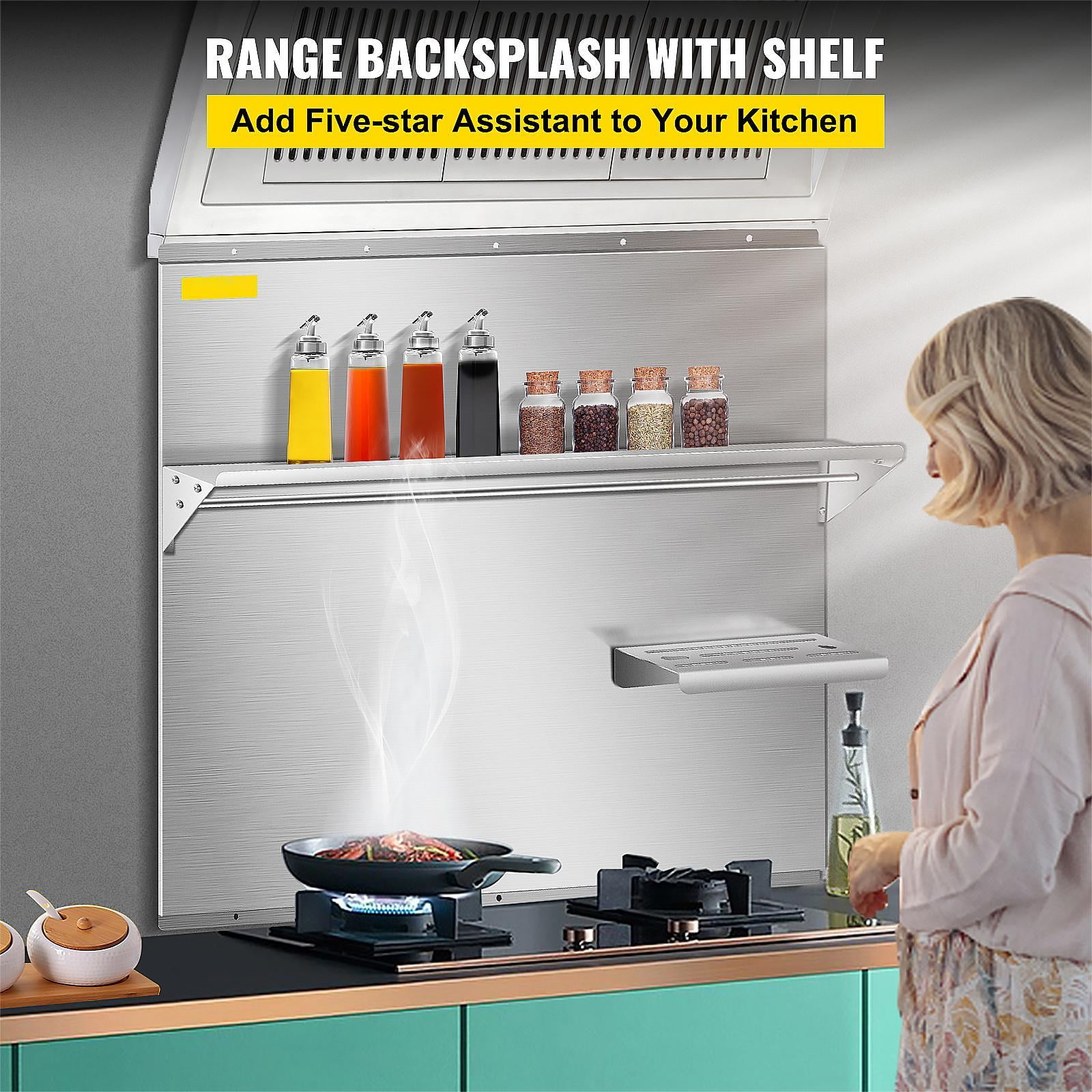 BENTISM Range Backsplash with Shelf, Stainless Steel Backsplash 36 x 29.5 inch - Image 3