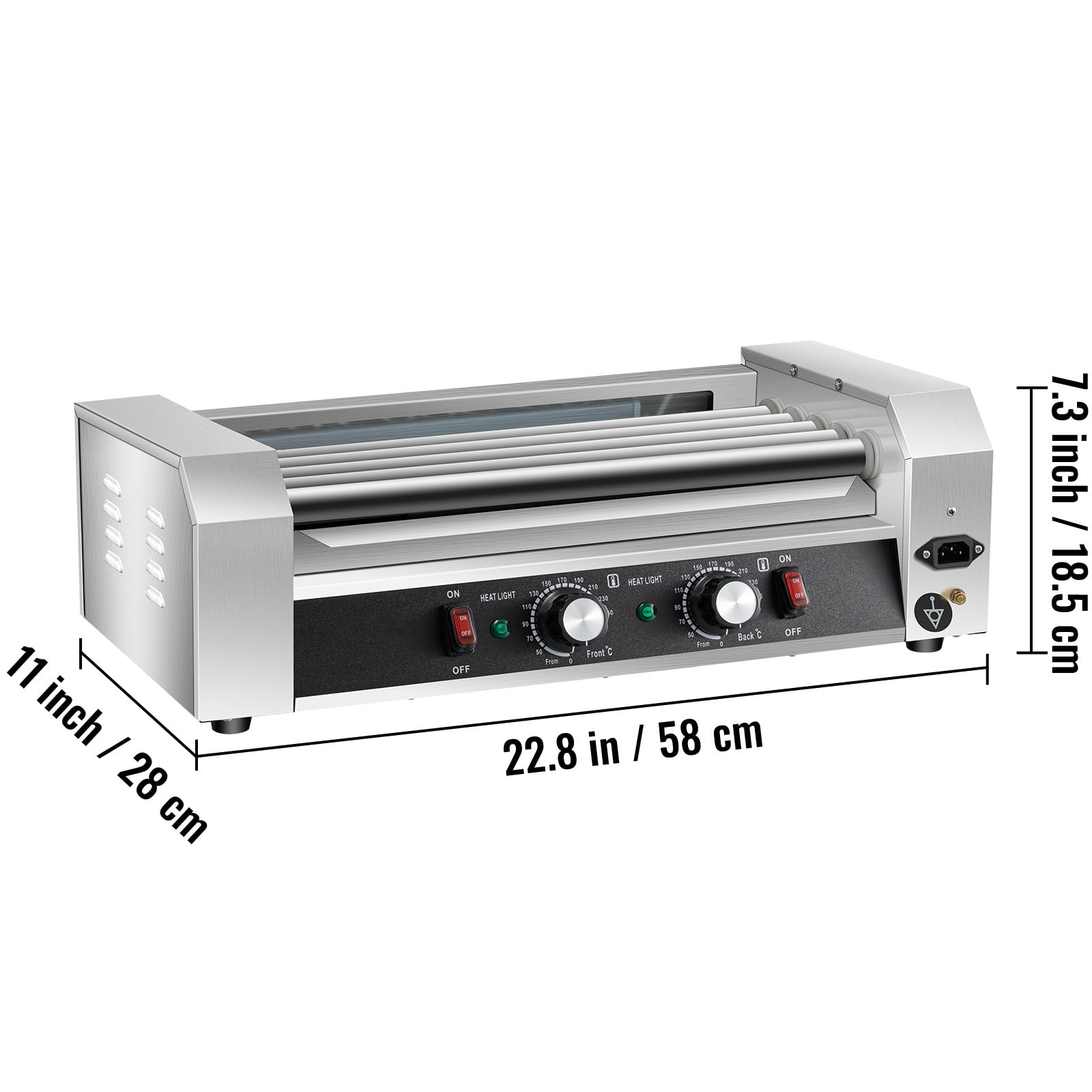 BENTISM Commercial 12 Hot Dog 5 Roller Grill Cooker Machine Stainless Steel 750W - Image 8