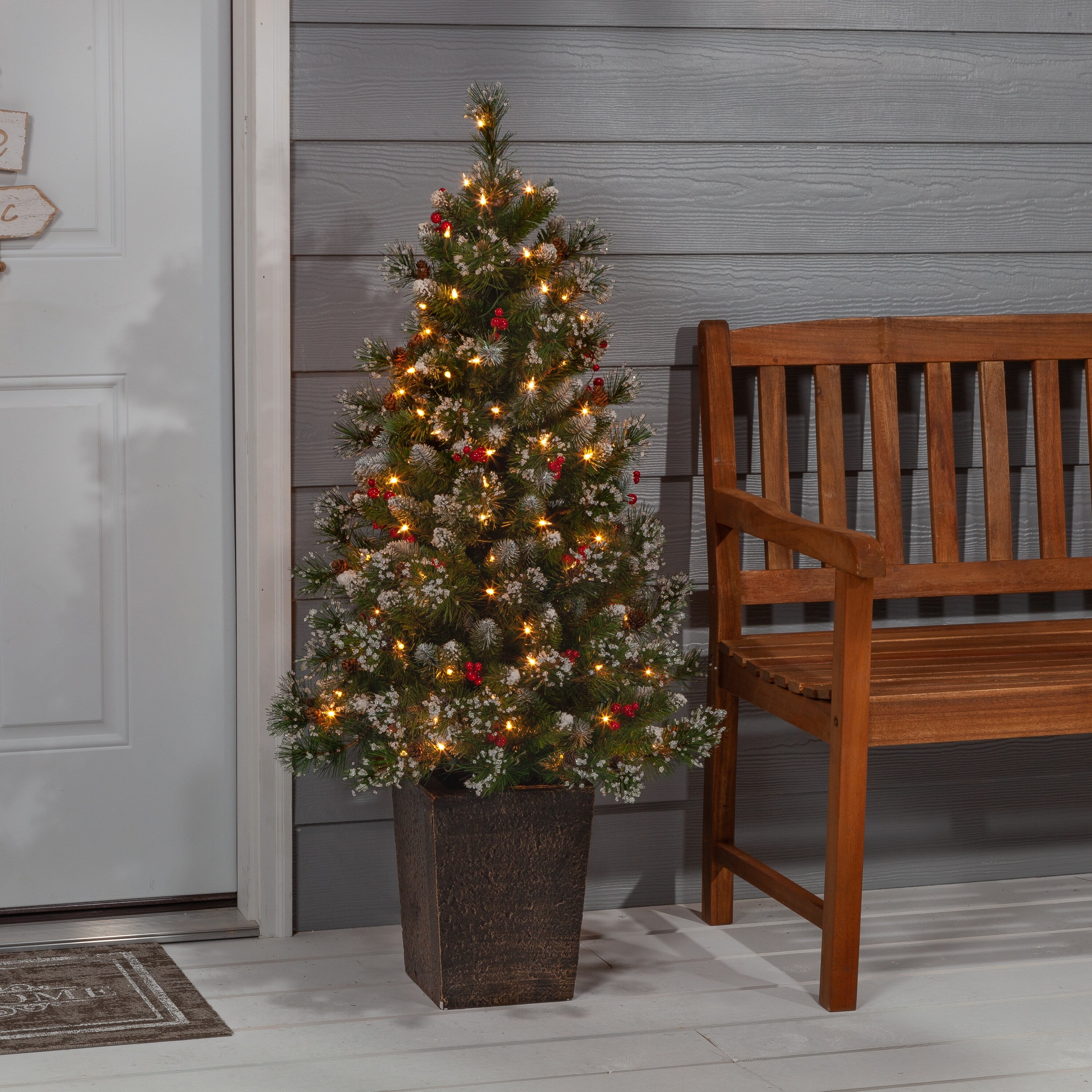 Sterling 4 ft. Pre Lit Clear UL Potted Hard Needle Glazier Pine Tree - Image 2