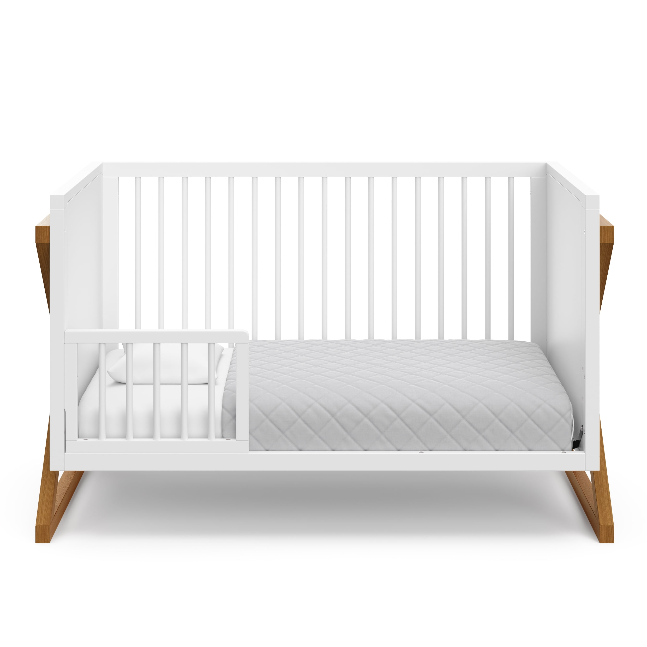 Storkcraft Equinox 3-in-1 Convertible Baby Crib, White with Vintage Driftwood - Image 3