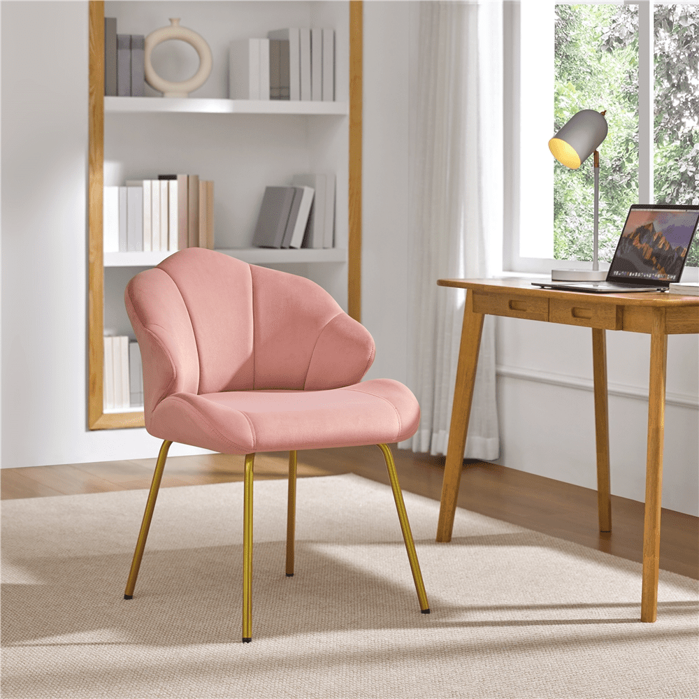 Renwick Modern Velvet Accent Chair with Golden Metal Legs for Living Room, Pink - Image 3