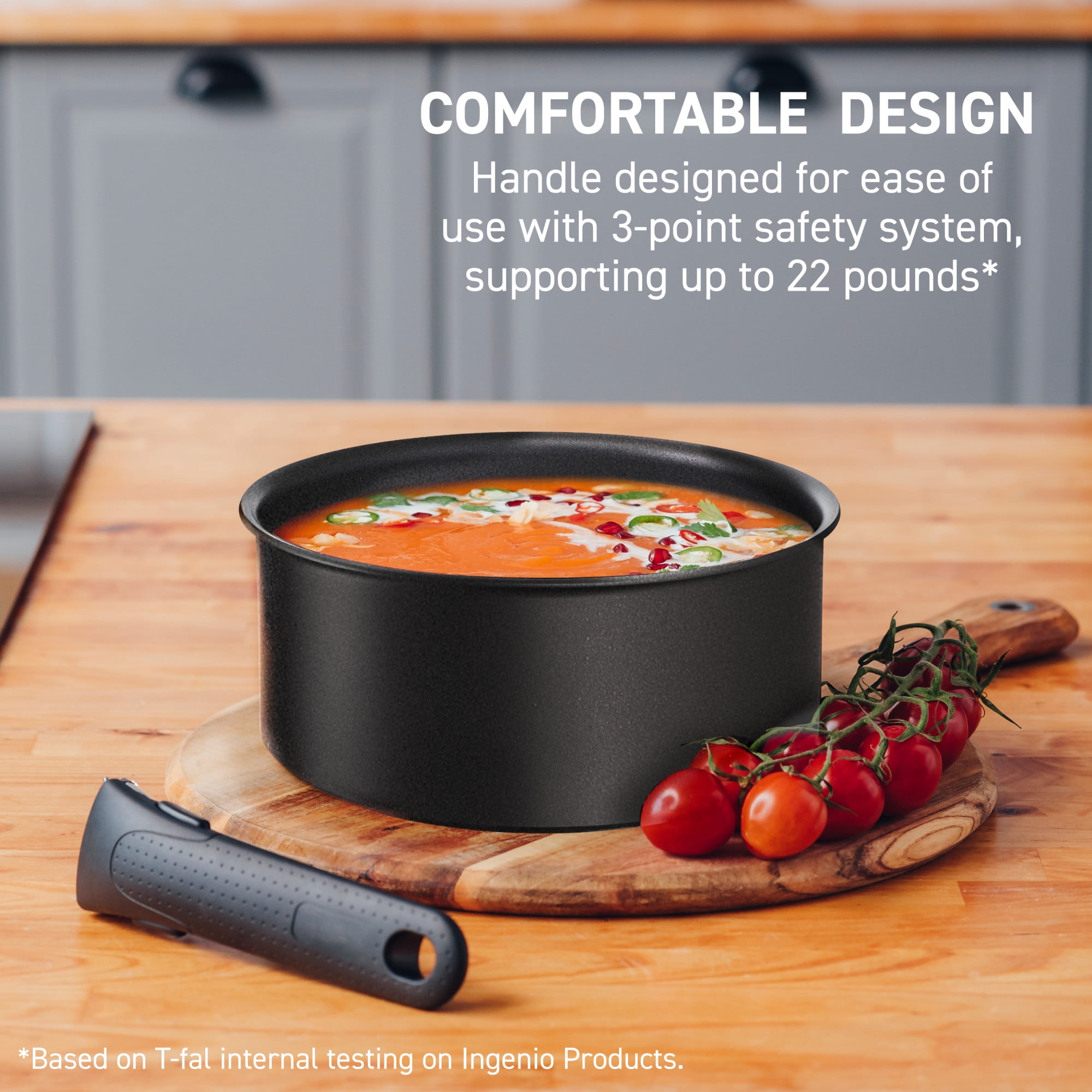 T-fal Ingenio Expertise, Nonstick Cookware Set, 8 Piece, Induction Oven Safe 500F, RV, Detachable Handle, Black - Image 7