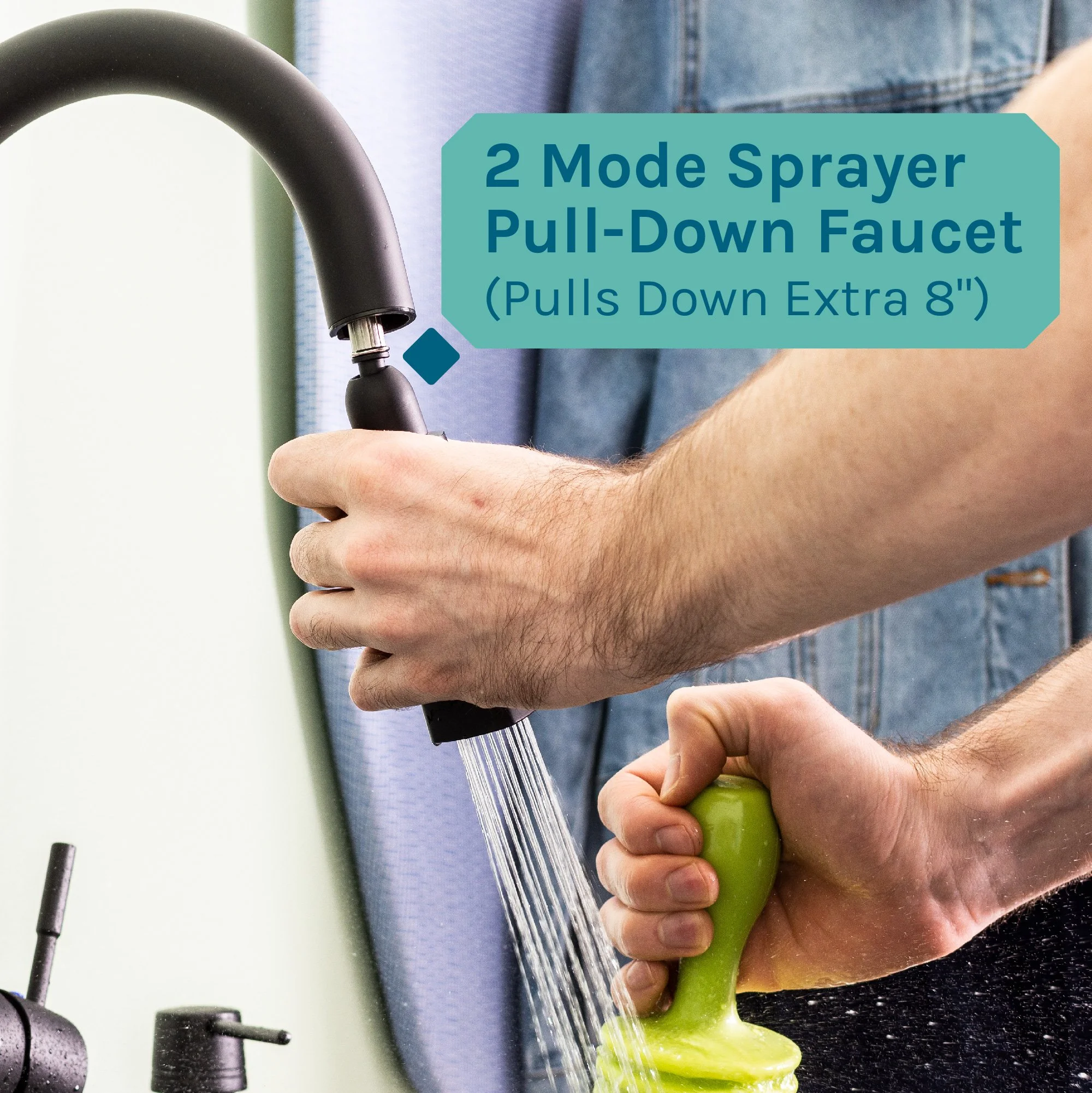 Tehila Grey 19 Gallon Utility Sink with Black High-Arc Faucet - Image 5