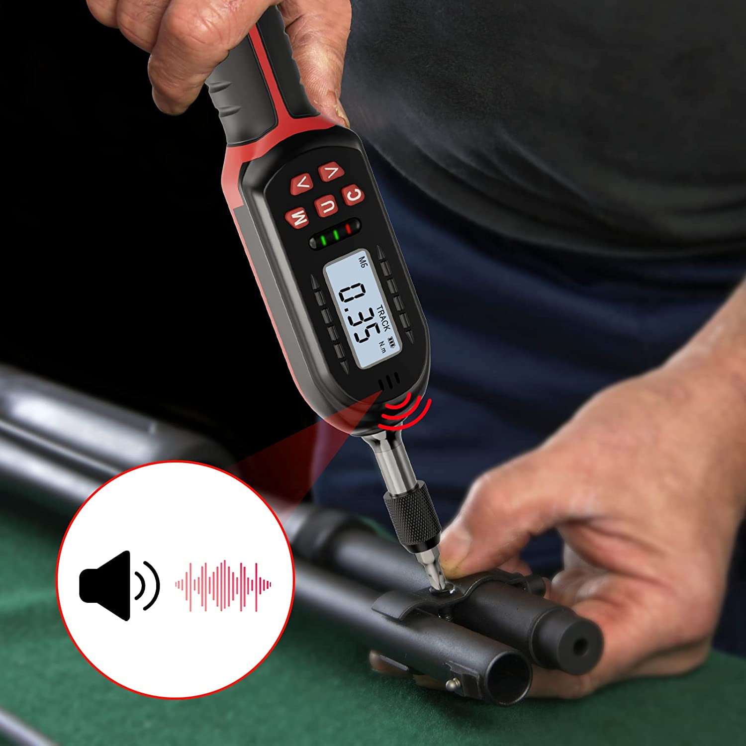 VANPO Digital Torque Screwdriver 2.66-53.1 in-lbs/0.3-6 Nm 1/4-inch Drive Torque Wrench Set - Image 3