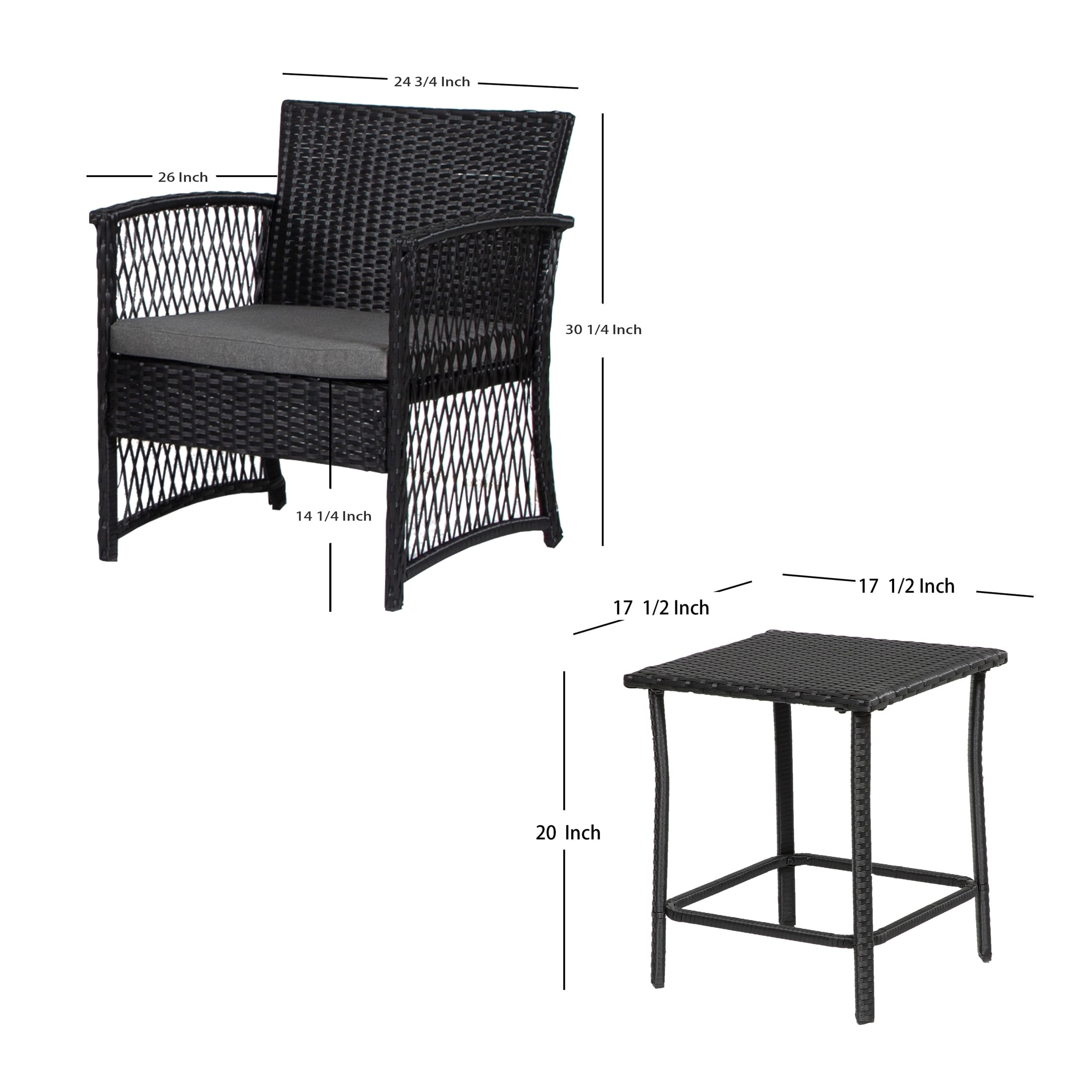 Westin Furniture Heritage Outdoor 3-piece Wicker Bistro Patio Set Grey/Beige - Image 3