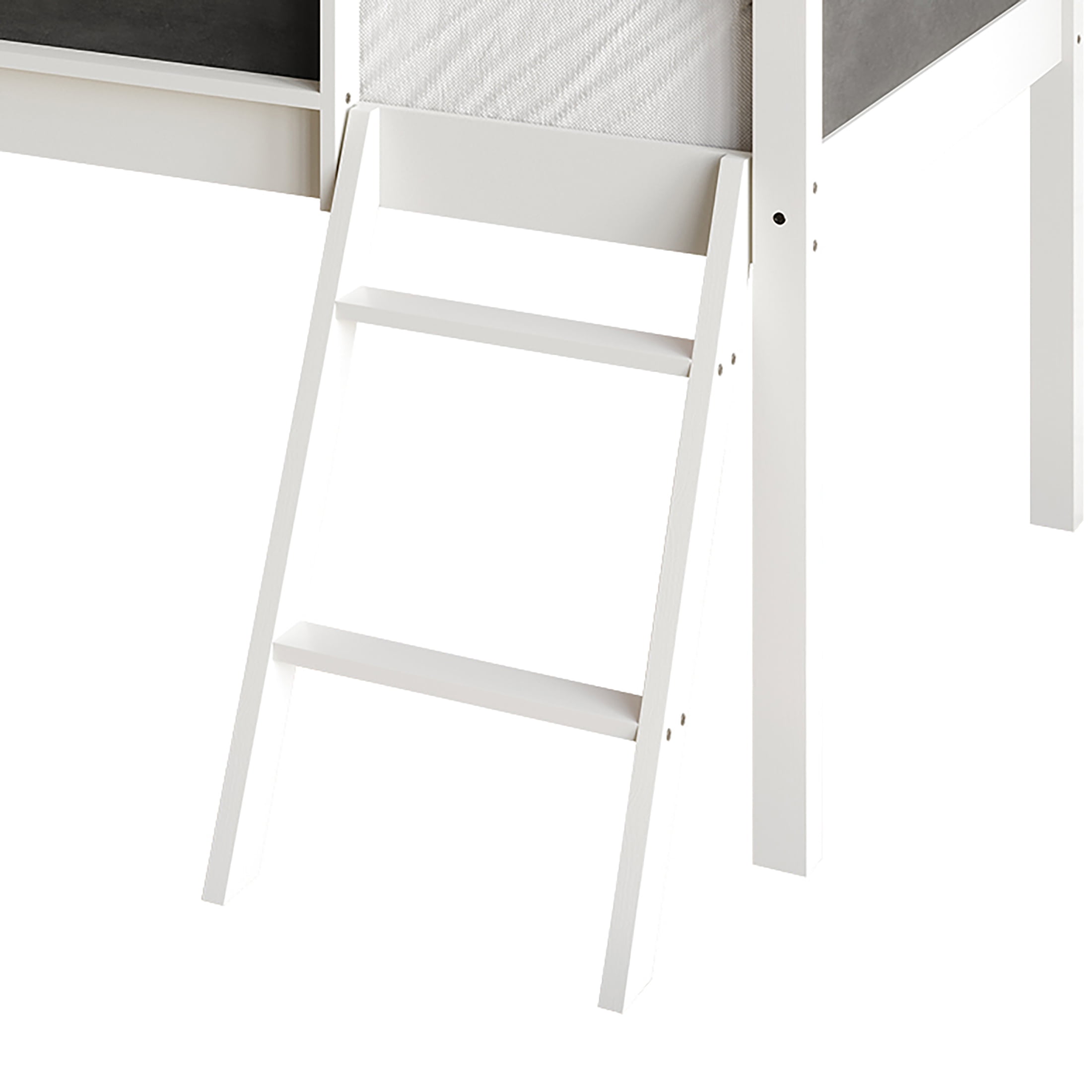 Castle Place Wooden Twin Junior Loft Bed with Chalkboard and Slide, White - Image 6