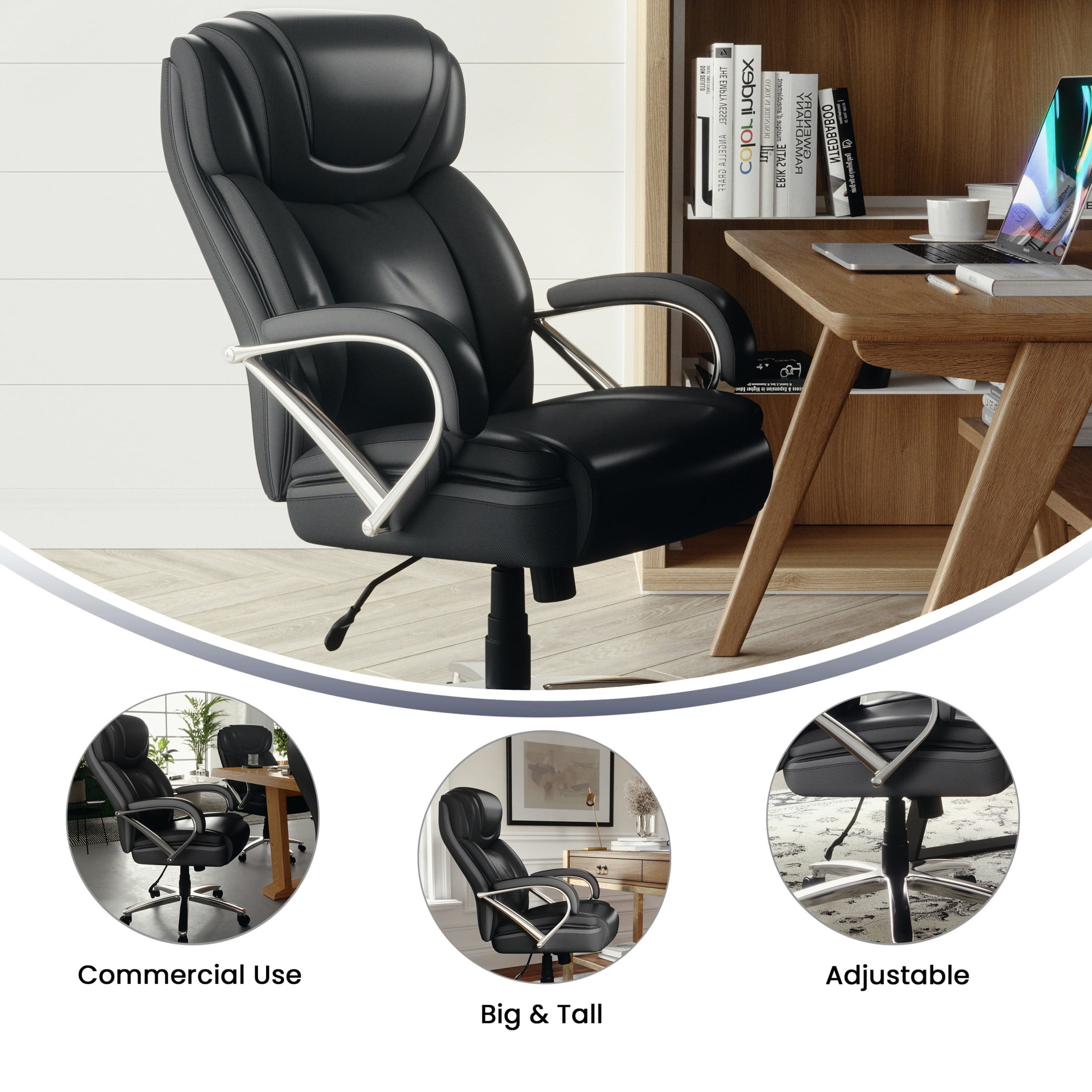 Flash Furniture Hercules Series Big & Tall Ergonomic LeatherSoft Office Chair, Black - Image 6