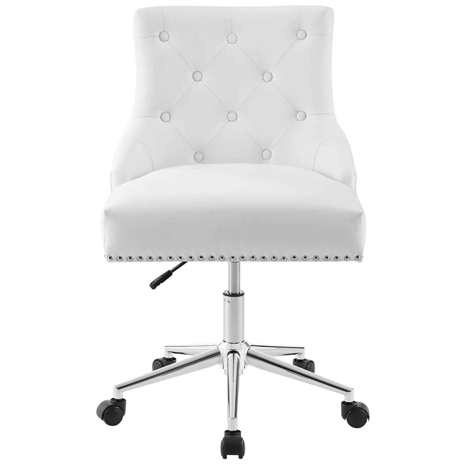 Modway Regent Tufted Button Swivel Faux Leather Office Chair in White - Image 5