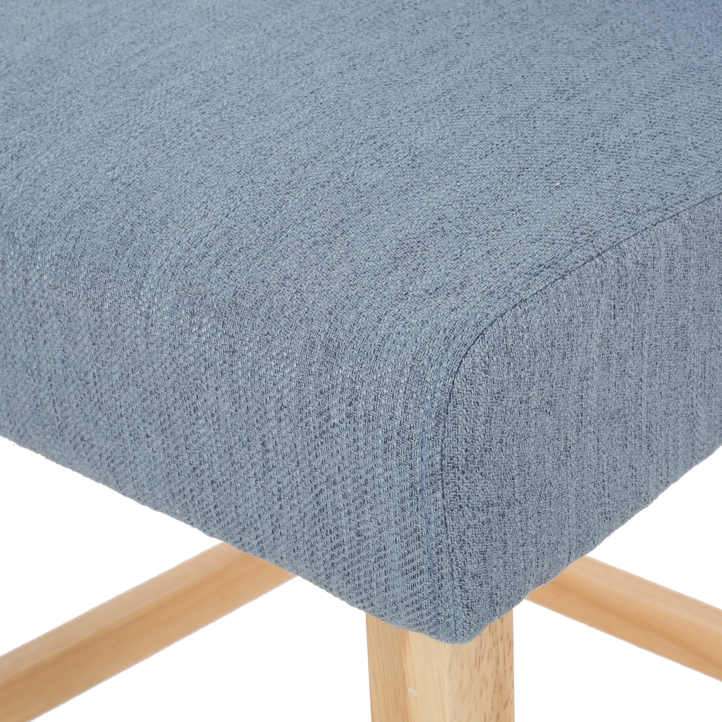 Noble House Brandon Button Tufted Fabric Wingback Bar Stool, Set of 2, Light Blue, Natural - Image 5