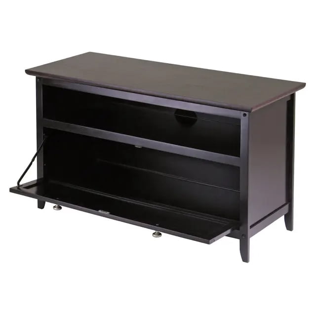 Contemporary Home Living TV Stand with Open Shelf and Cabinet - 36" - Brown - Image 2