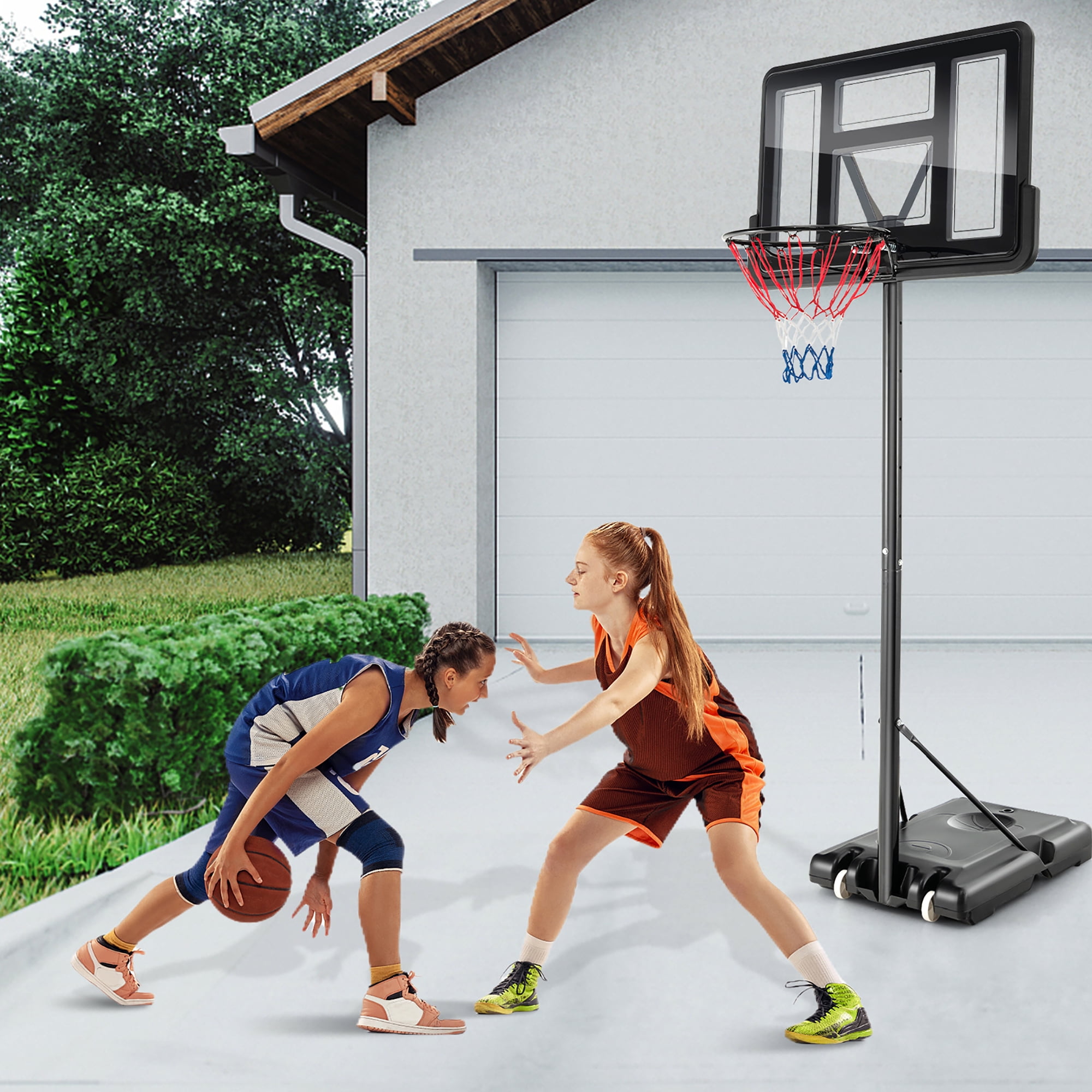 Costway 4.25'-10' Adjustable Height 44" Weather Resistant outdoor Portable Basketball System (Adult) - Image 3