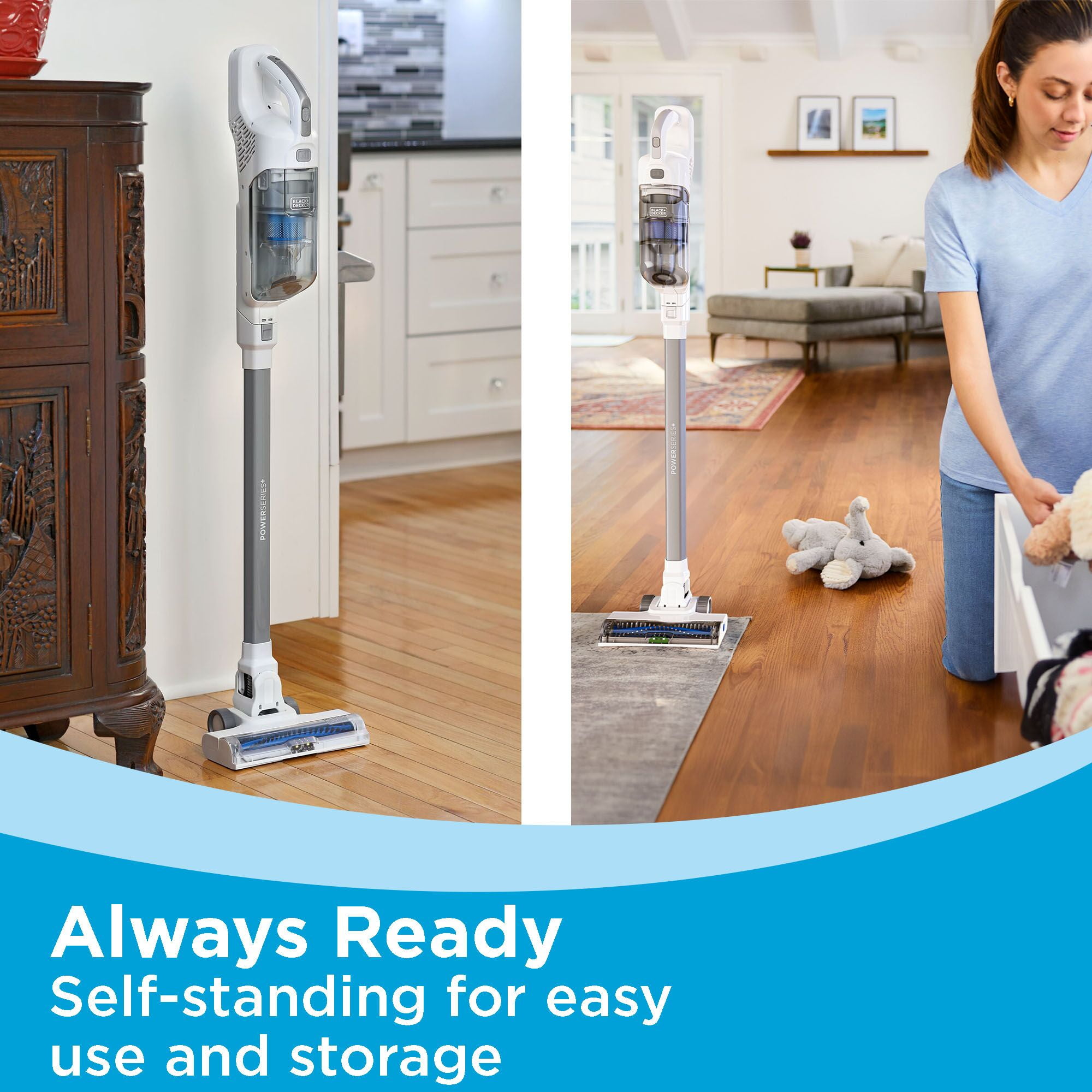 BLACK+DECKER POWERSERIES+ 16V MAX Cordless Stick Vacuum with LED Floor Lights, Lightweight, Multi-Surface, White, BHFEA420J - Image 14