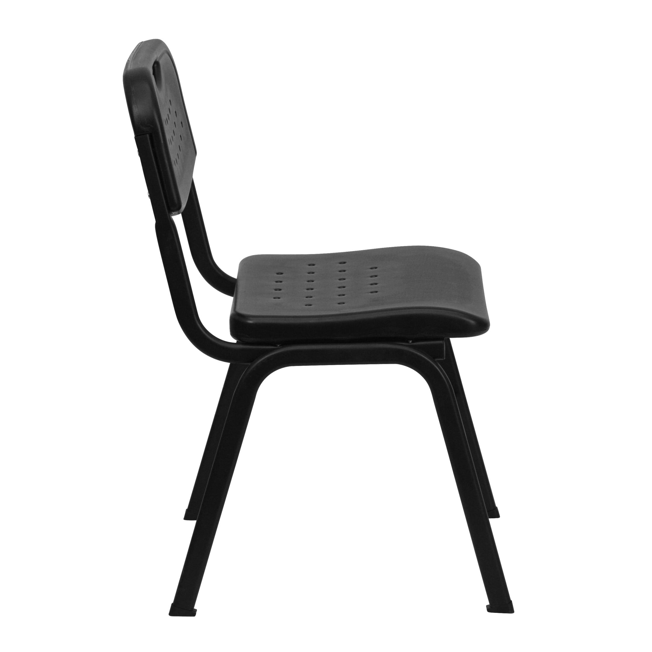 Flash Furniture 5 Pack HERCULES Series 880 lb. Capacity Black Plastic Stack Chair with Open Back and Black Frame - Image 3