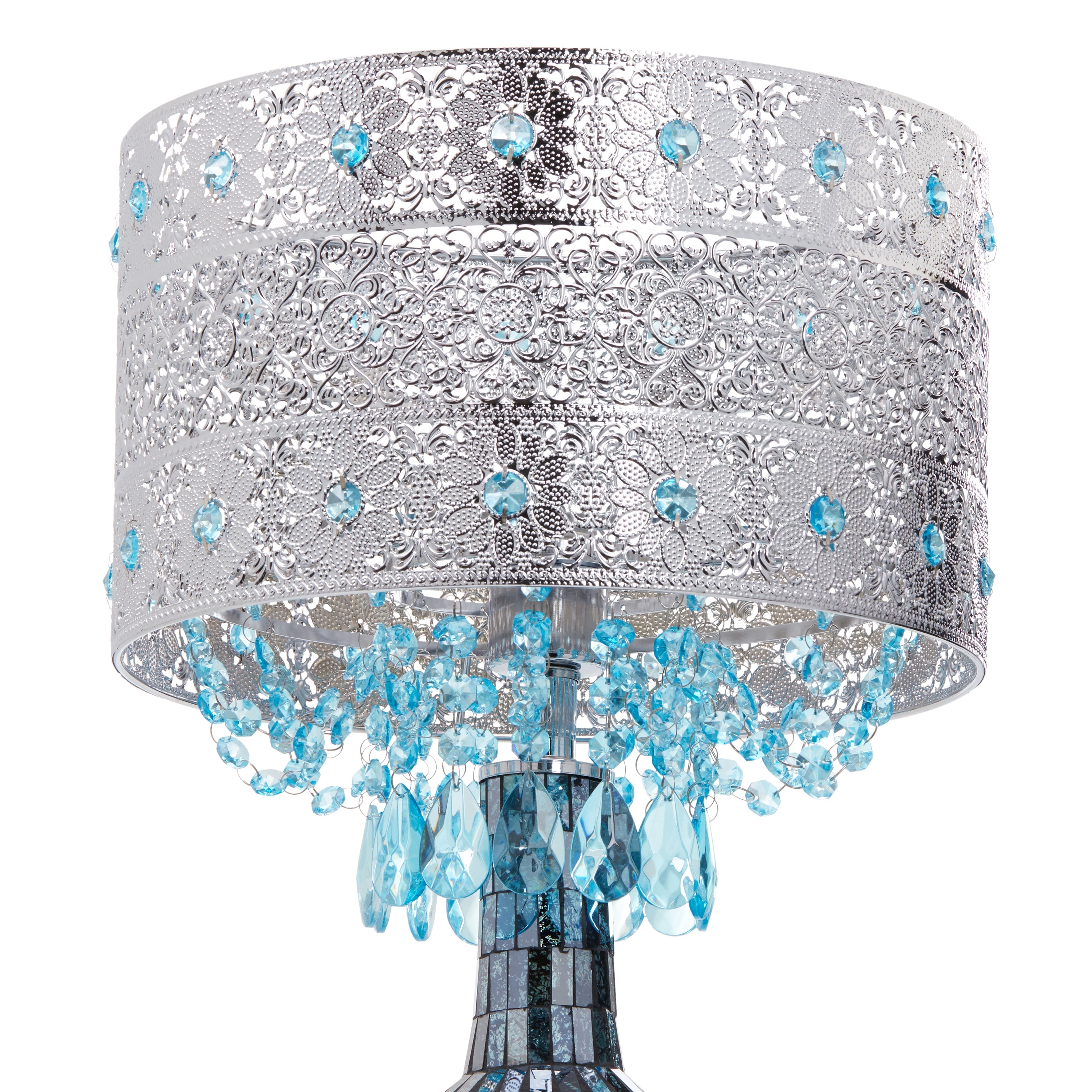 River of Goods Mattei Jeweled Metal Shade with Mosaic Base Table Lamp - Image 5