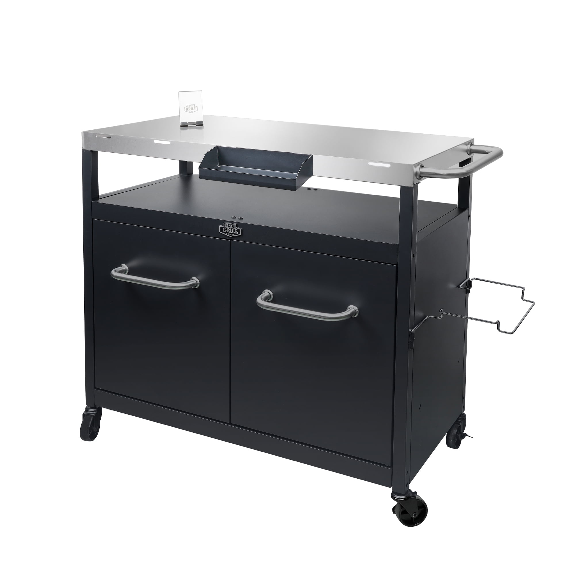 Expert Grill Outdoor BBQ Prep Cart with Wheels, Stainless Steel Top & Storage Shelves - Image 10