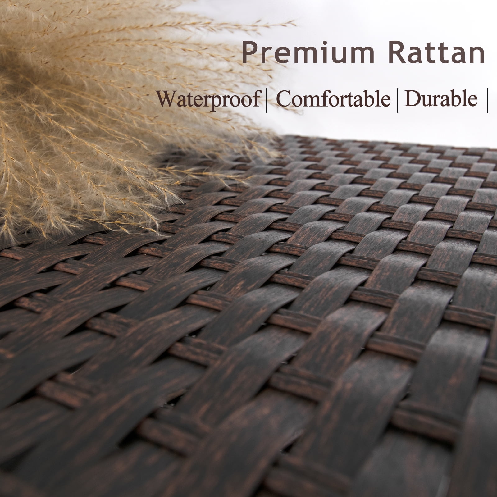 DIMAR GARDEN Outdoor Rattan Square Coffee Table with Glass Top, Mixed Brown - Image 7