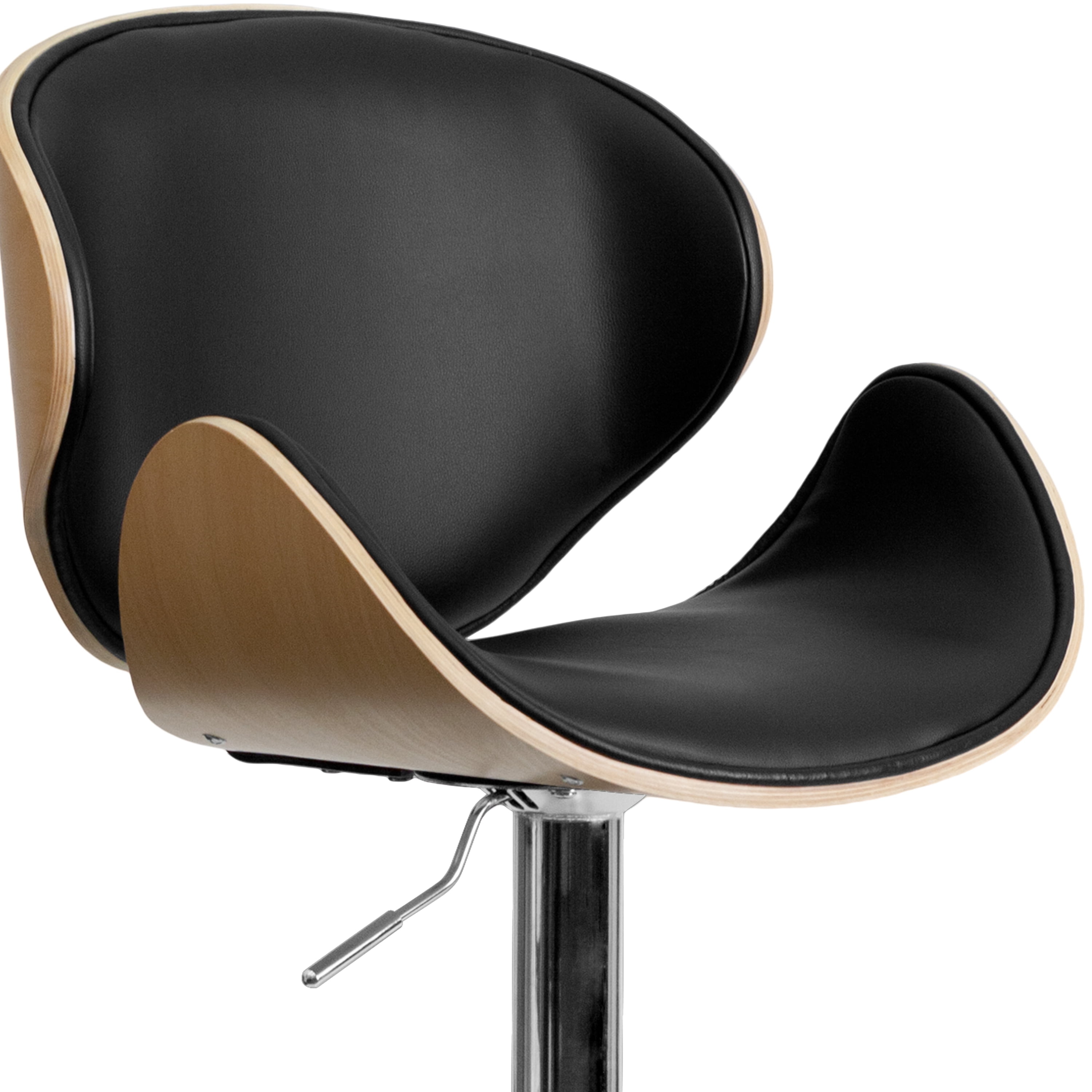 Flash Furniture Farley Beech Bentwood Adjustable Height Barstool with Curved Back and Black Vinyl Seat - Image 8