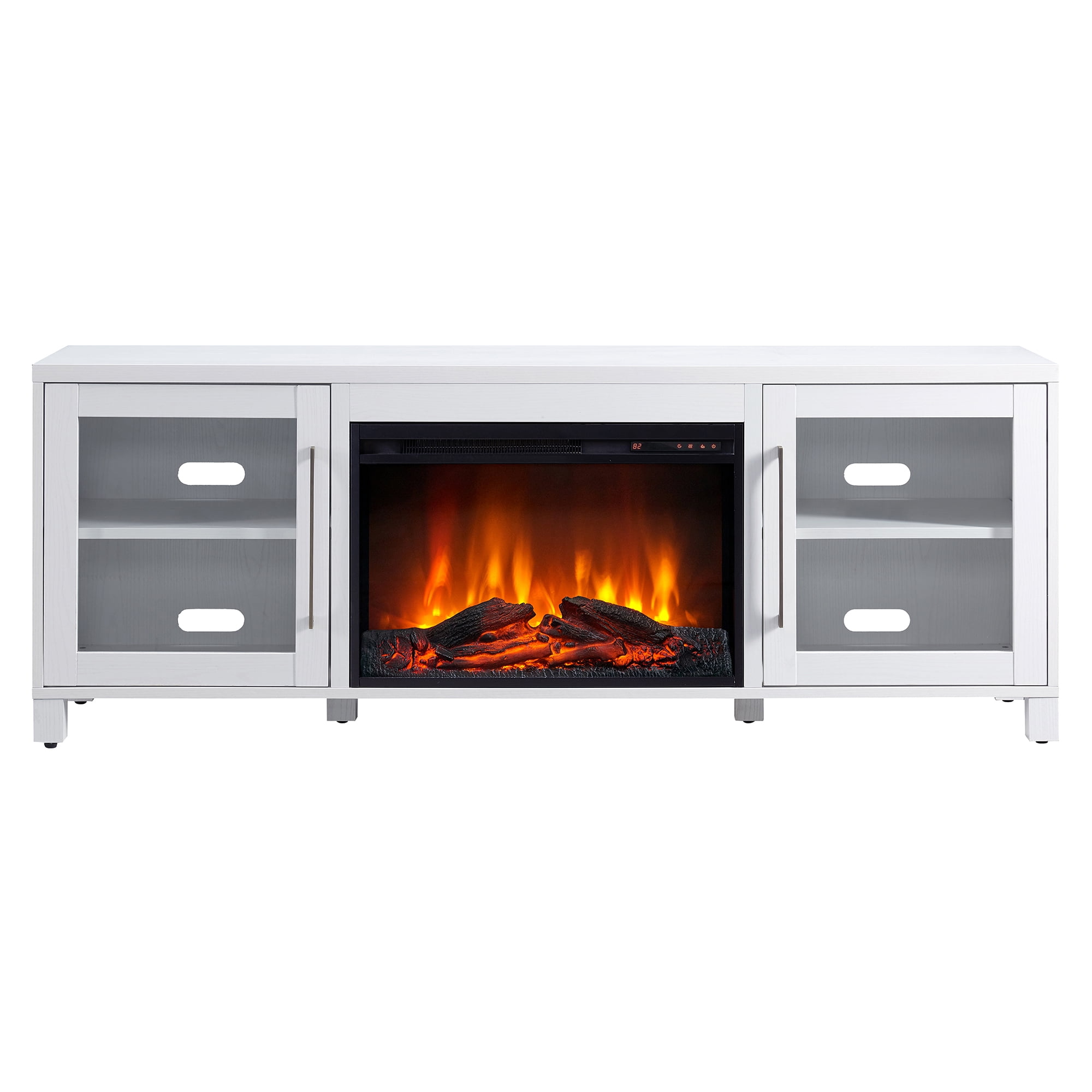 Evelyn&Zoe Quincy Rectangular TV Stand with 26" Log Fireplace for TV's up to 75", White - Image 10