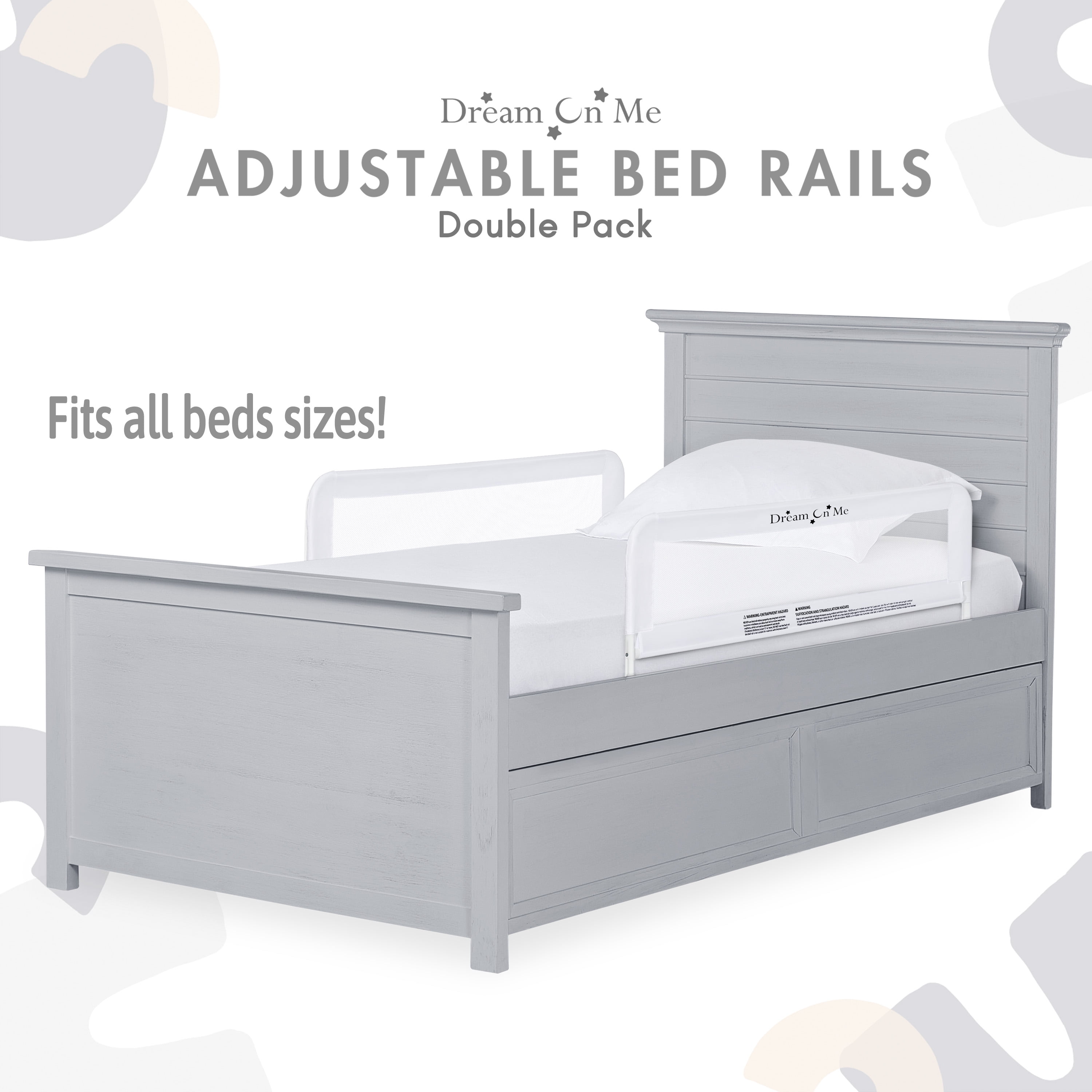 Dream On Me Adjustable Mesh Bed Rail in White, Two Height Levels, Breathable & Durable Fabric, Lightweight and Portable Bed Rail for Toddlers - Image 6