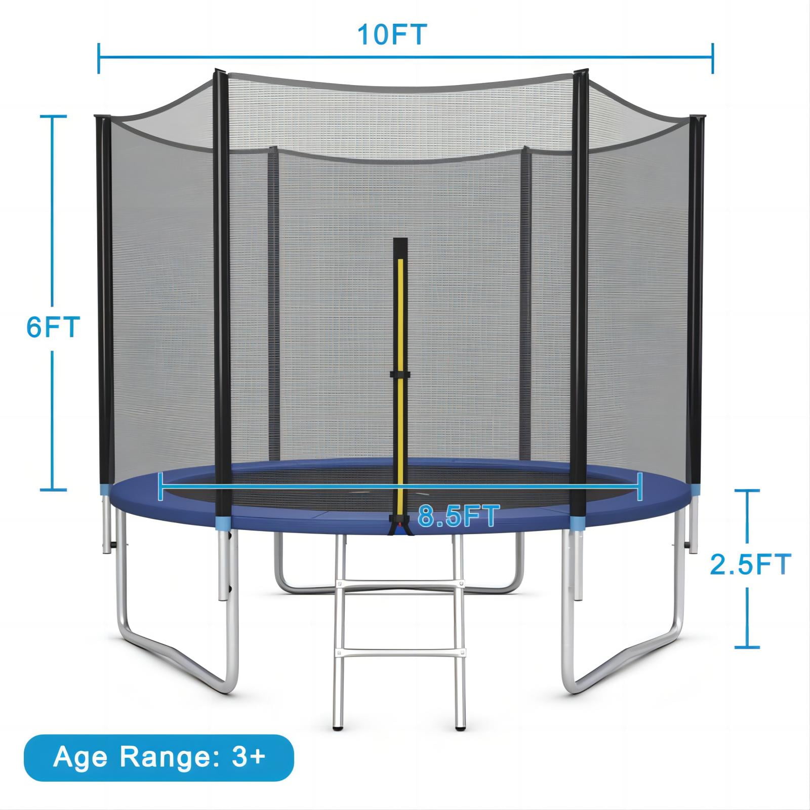 Vebreda 10ft Trampoline for Kids with Safety Enclosure Net & Ladder - Outdoor Blue Bounce Play for Children Ages 3-12 - Image 5