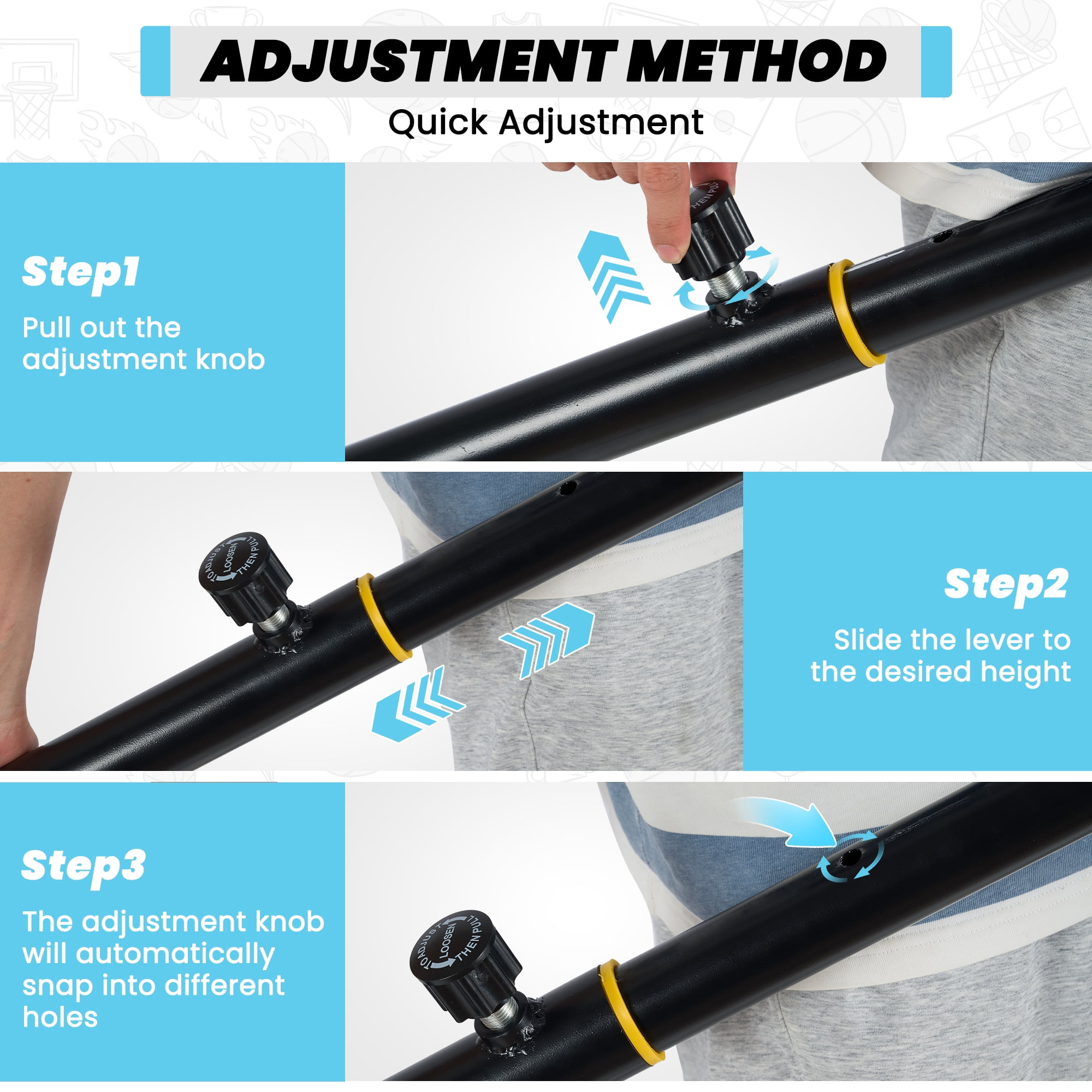 Naipo 28in Basketball Hoop Basketball Goal System Height Adjustable 5.1ft to 7ft Court for All Age Ranges Indoor Outdoor Use - Image 11