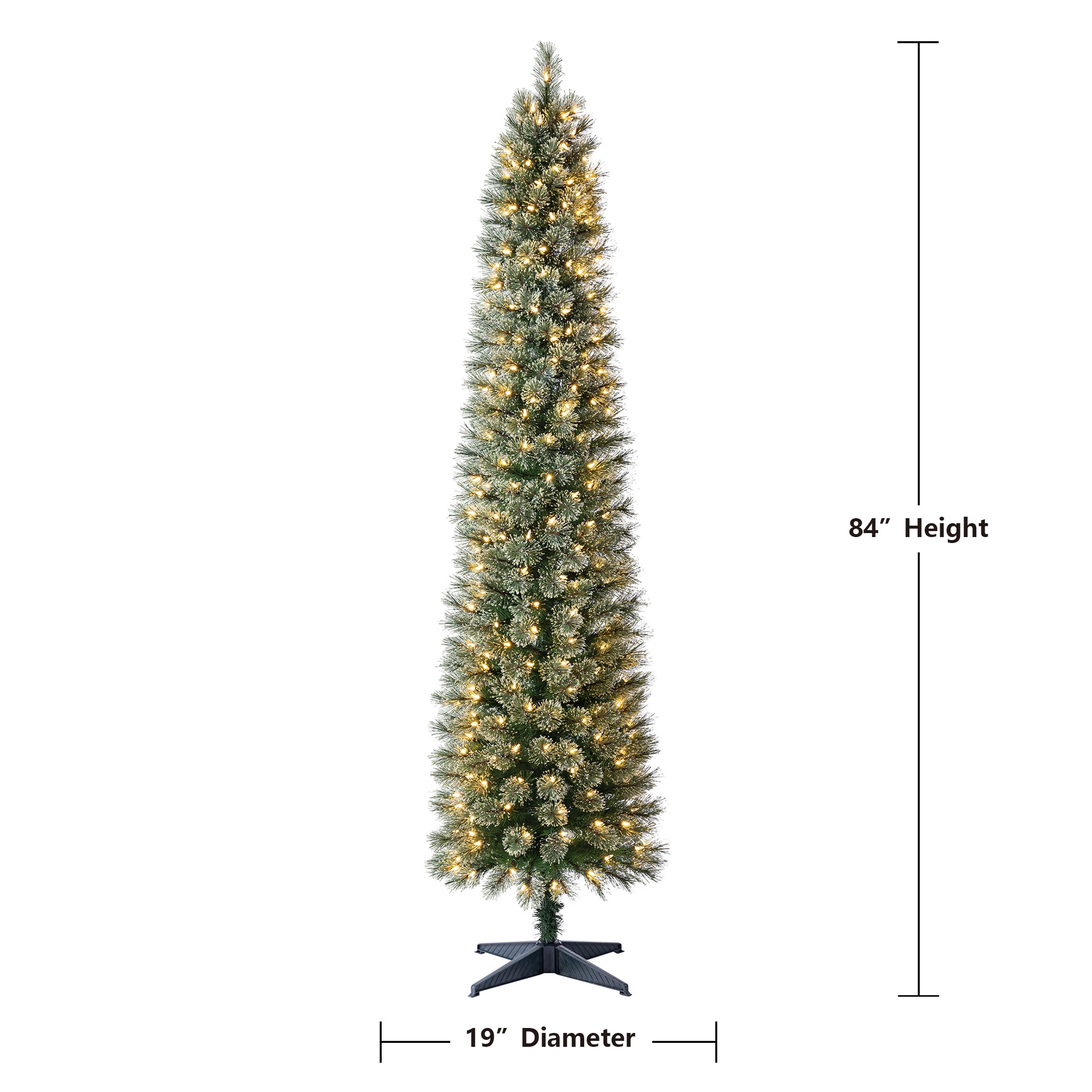 7 ft Pre-Lit Shelton Cashmere Pencil Fir Artificial Christmas Tree with 300 Clear LED Lights and Stand, by Holiday Time - Image 6