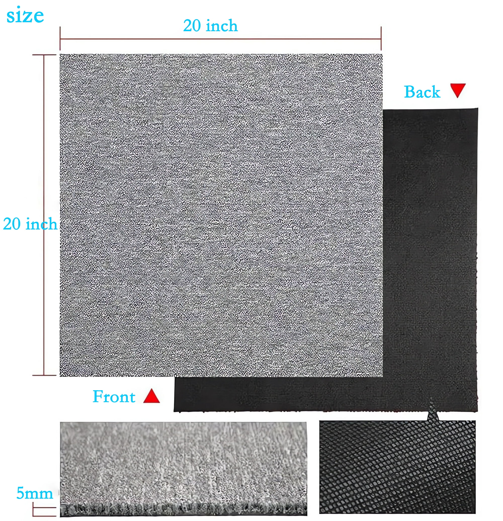 Petoto 20"x 20" Carpet Tile 20 Tiles/54 sq Ft Indoor Outdoor Squares Carpet Floor with Adhesive Stickers, Grey - Image 11