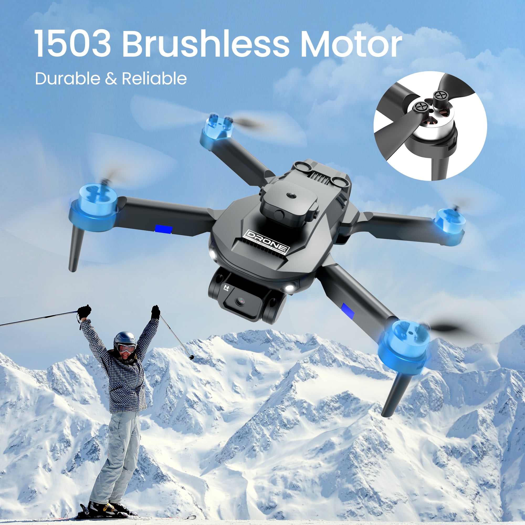F196 Drone with 6K HD Camera, Brushless Motors, Optical Flow Sensor & Obstacle Avoidance, 3 Batteries, Black - Image 4