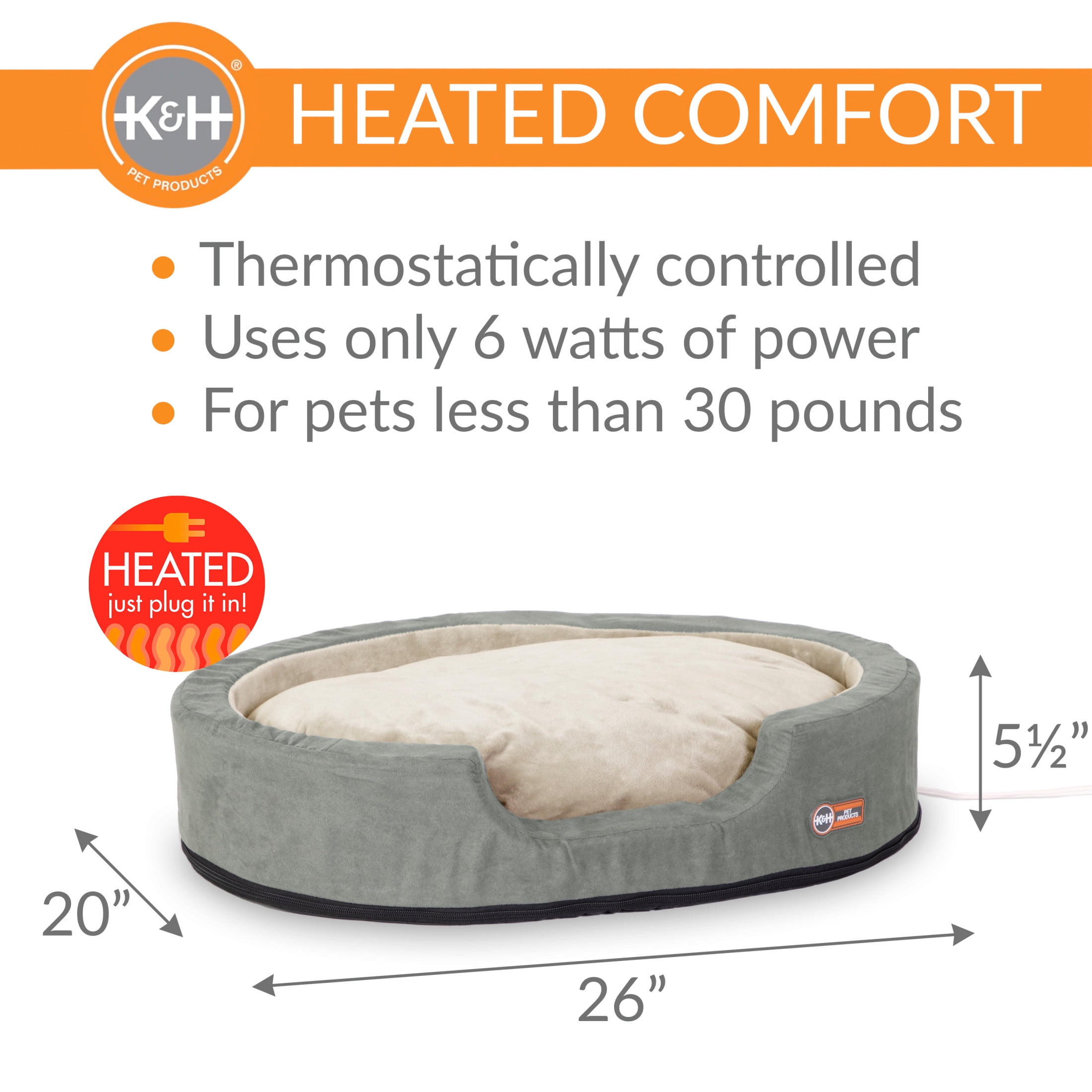 K&H Pet Products Thermo-Snuggly Sleeper Heated Dog Bed Sage/Tan Medium 26 X 20 X 5.5 Inches - Image 4