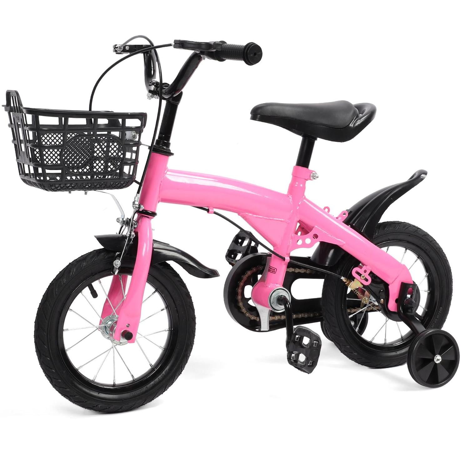 Eotvia 12 inch Kids Bike with Training Wheels, Children Bike with Handlebar, Kids Bicycle for Boys Girls Toddlers Ages 1 to 5, 2-in-1Pink Toddler Bike - Image 9