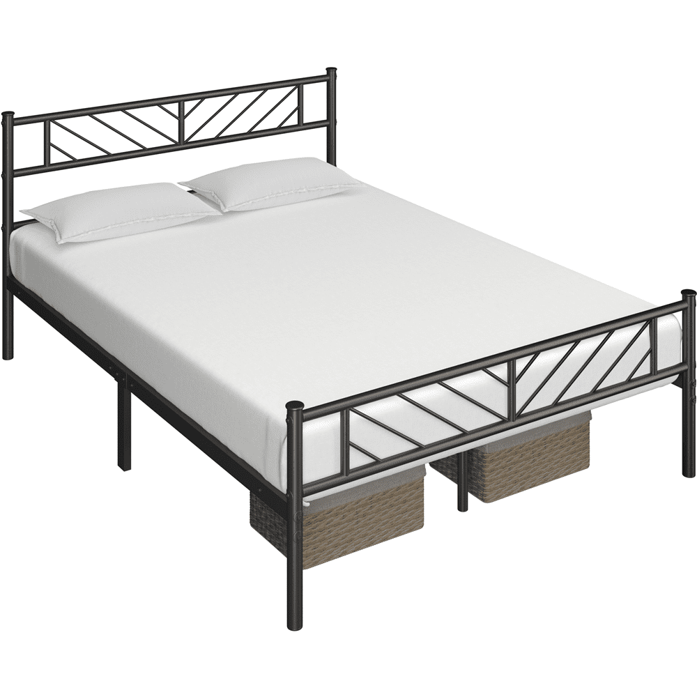 Renwick Justice Queen Size Metal Platform Bed with Arrow Design, Adult, Black - Image 7