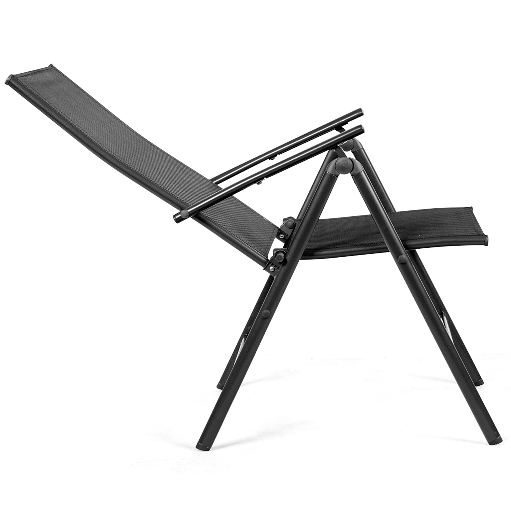 Costway Set of 2 Patio Folding Chair Recliner Adjustable Black - Image 5