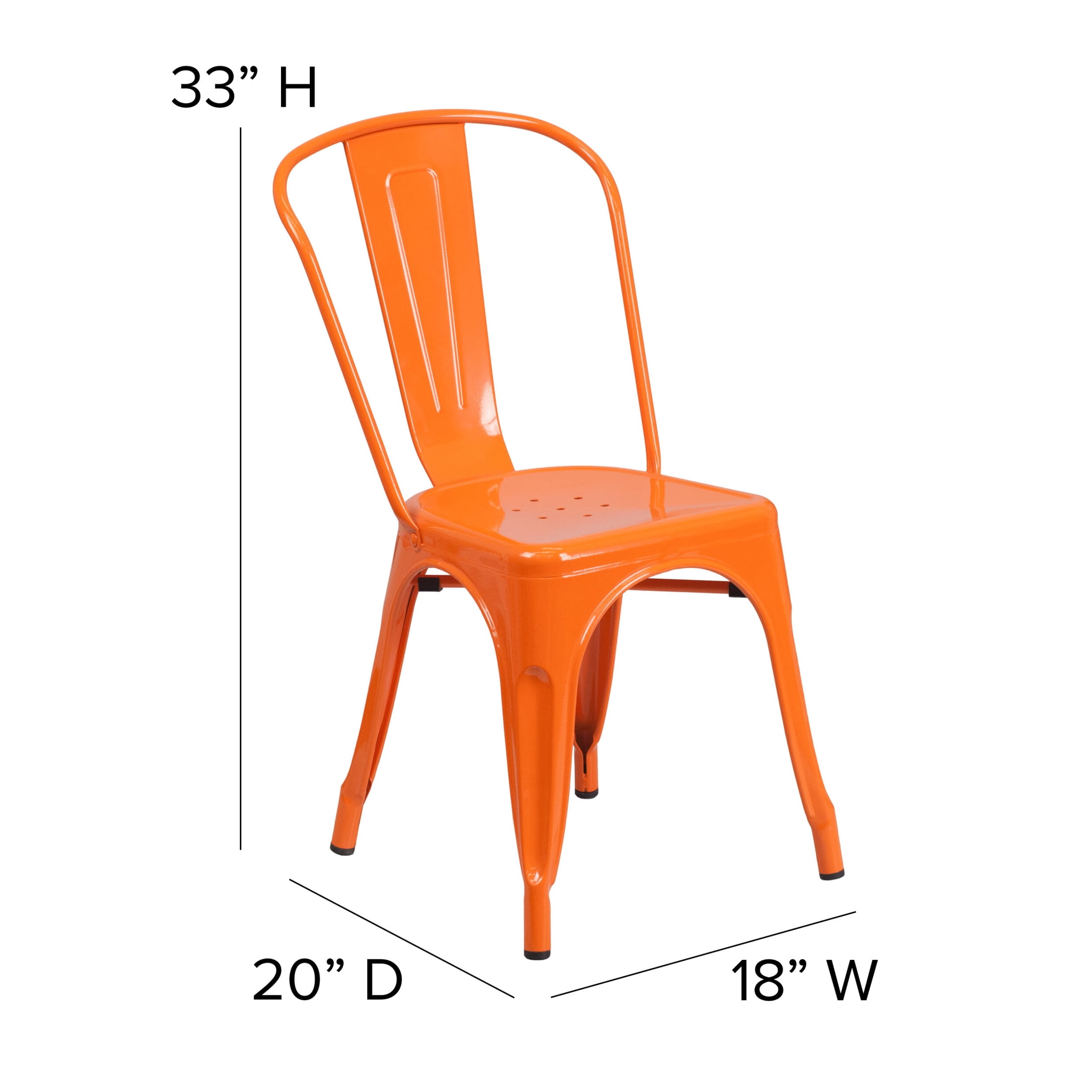 Flash Furniture Perry Adult Commercial-Grade Metal Indoor/Outdoor Stackable Dining Chair, Orange - Image 10