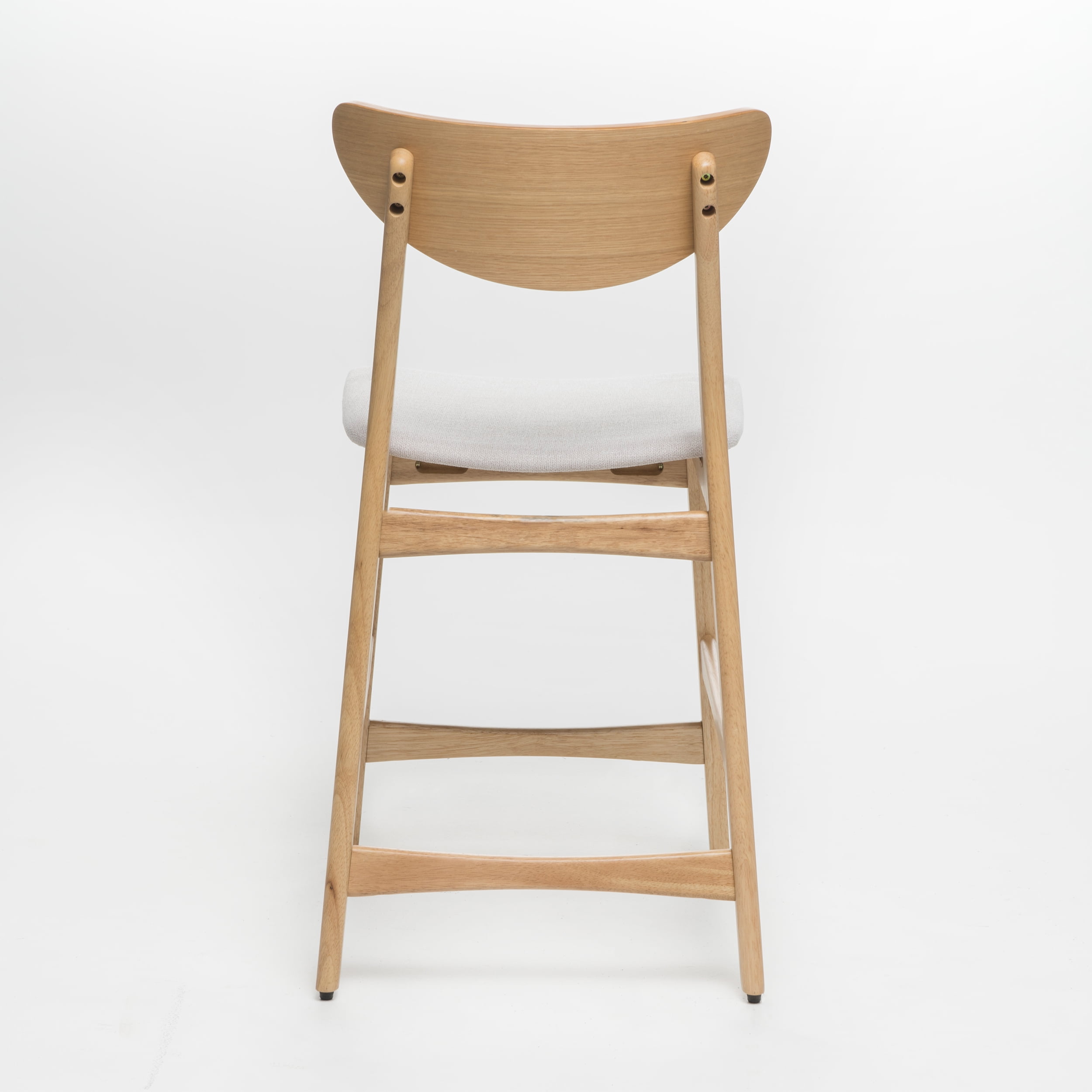 Noble House Gillian Indoor Fabric Counter Chair, Set of 2, Light Beige, Oak - Image 3