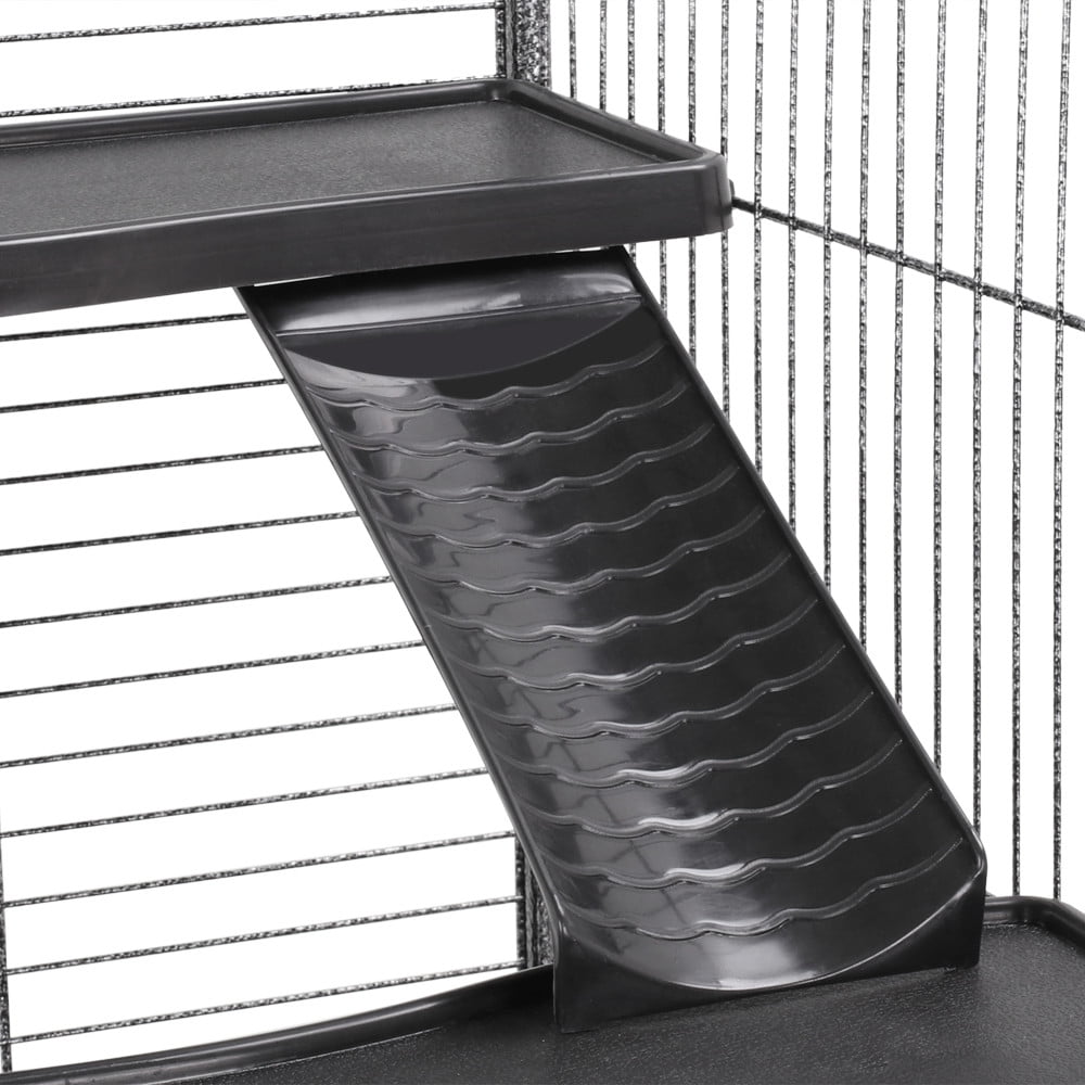 Alden Design 52''H Small Animals Rolling Cage 6 Levels 3 Front Doors Pet Bowl Water Bottle, Black - Image 3