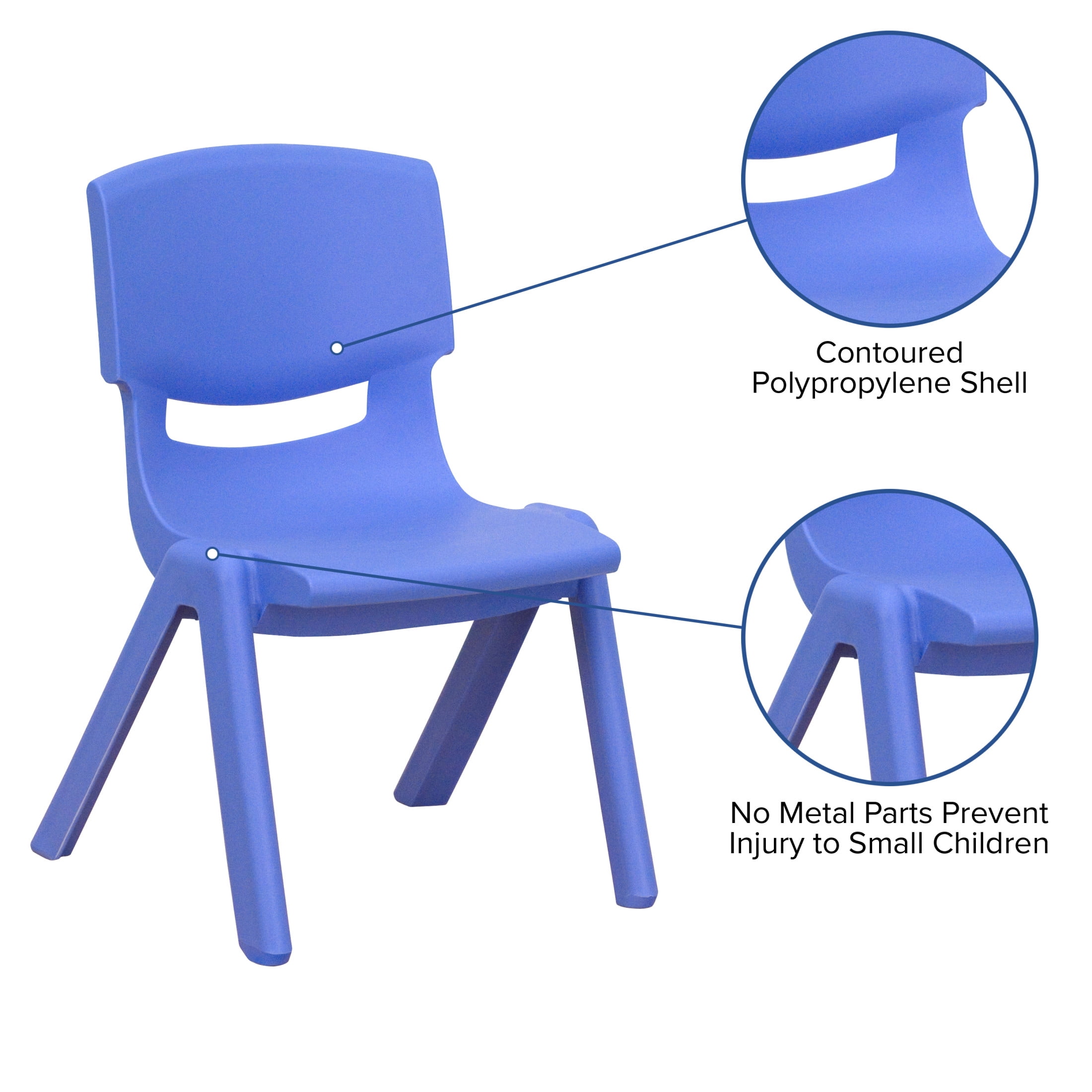 Flash Furniture Whitney 20"H Plastic Stackable School Chairs for Kids Ages 2-4, Set of 10, Blue - Image 10