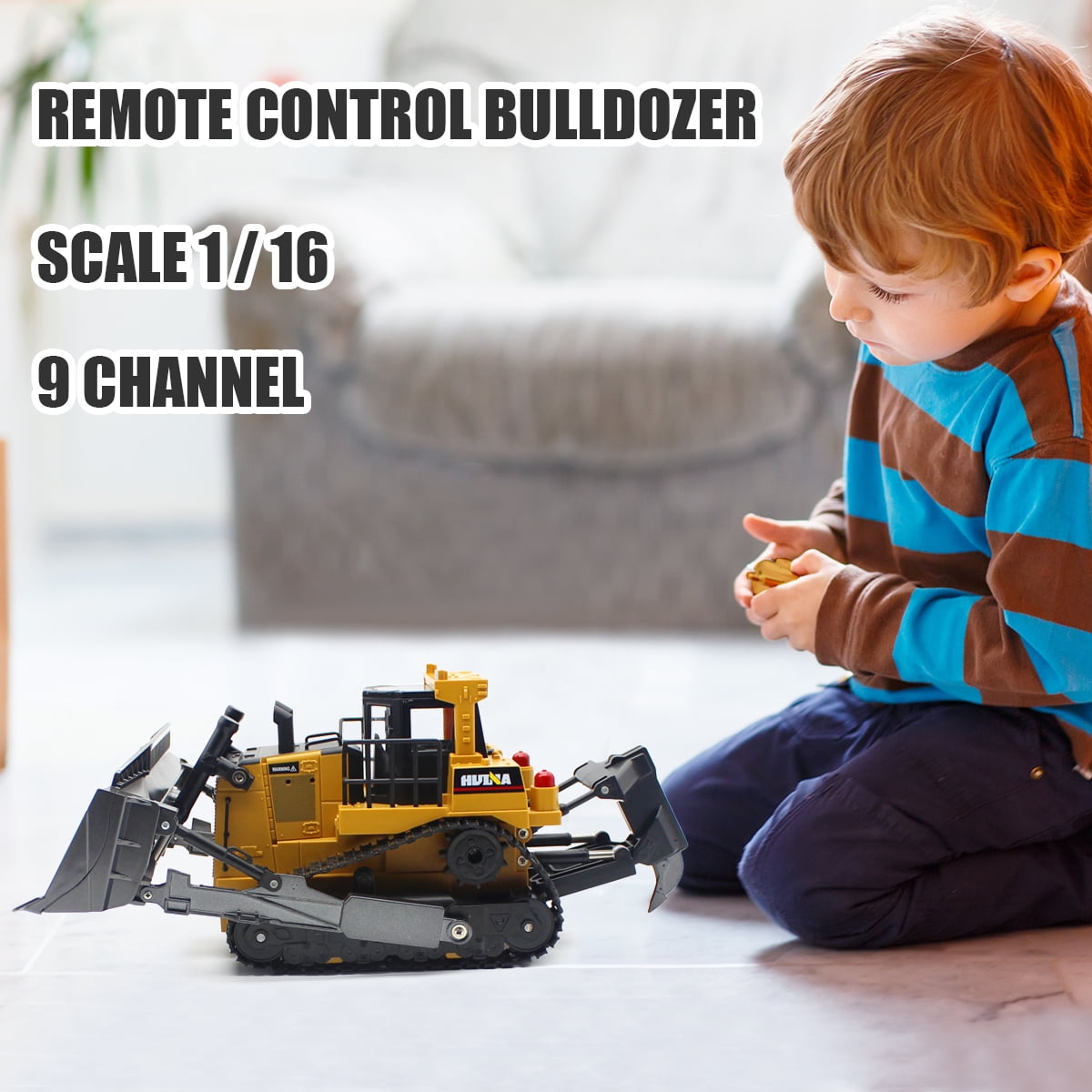 Fisca 1/16 Remote Control Bulldozer Toys for Kids, Children RC Dozer Front Loader Tractor Construction Vehicles - Image 5